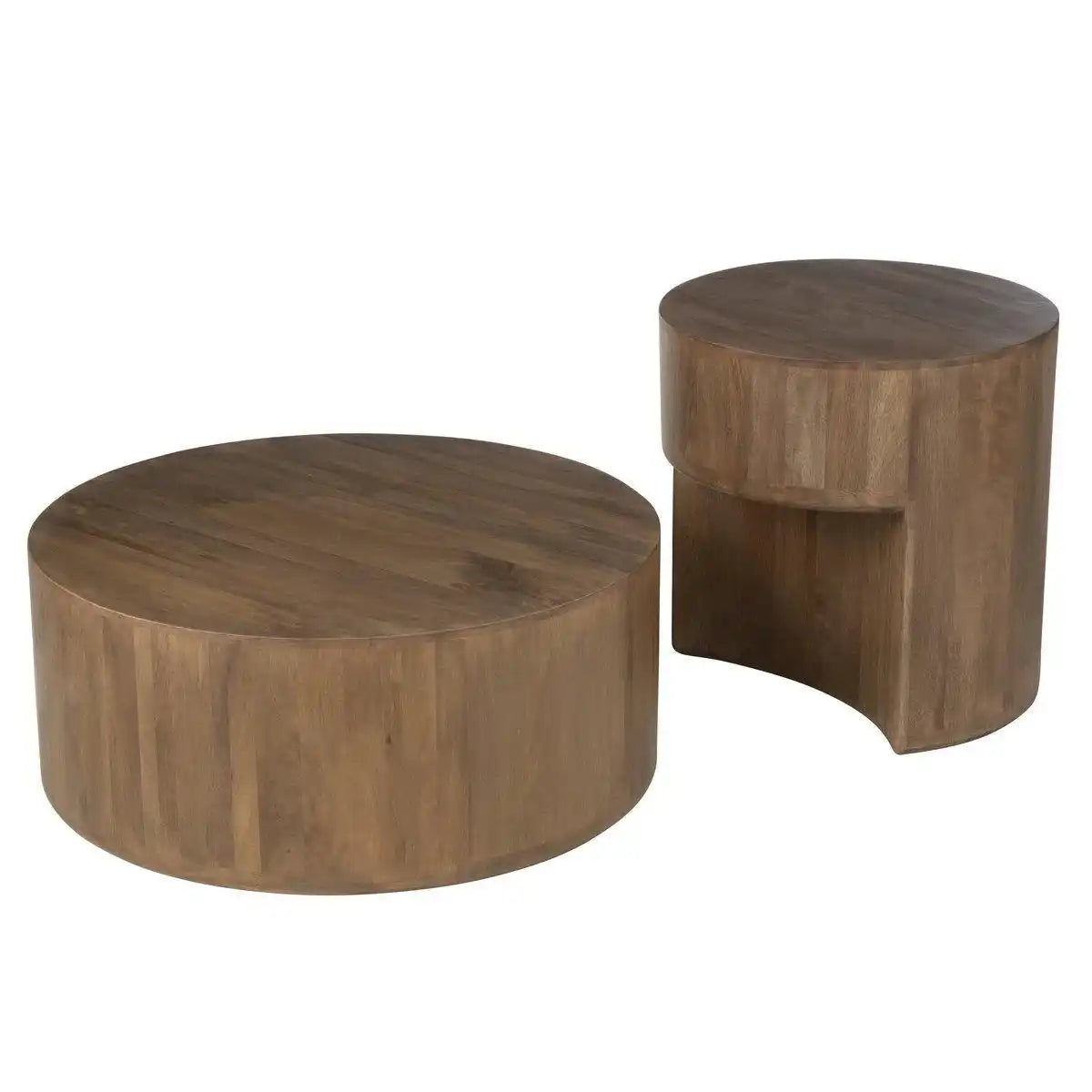 J-Line Set mit 2 Beistelltischen Toge Mangoholz Braun - HomeDesign Knaus