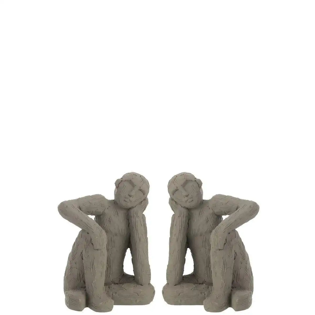 J-Line Set mit 2 Buchstützen, sitzend, Zementgrau, groß - HomeDesign Knaus