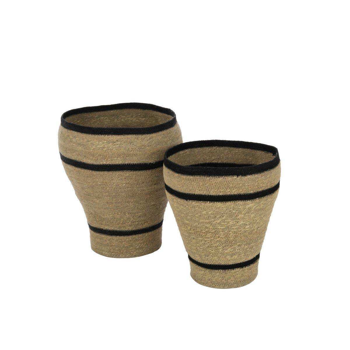 J-Line Set mit 2 Körben rund gestreift Marie Seegras Natur - HomeDesign Knaus