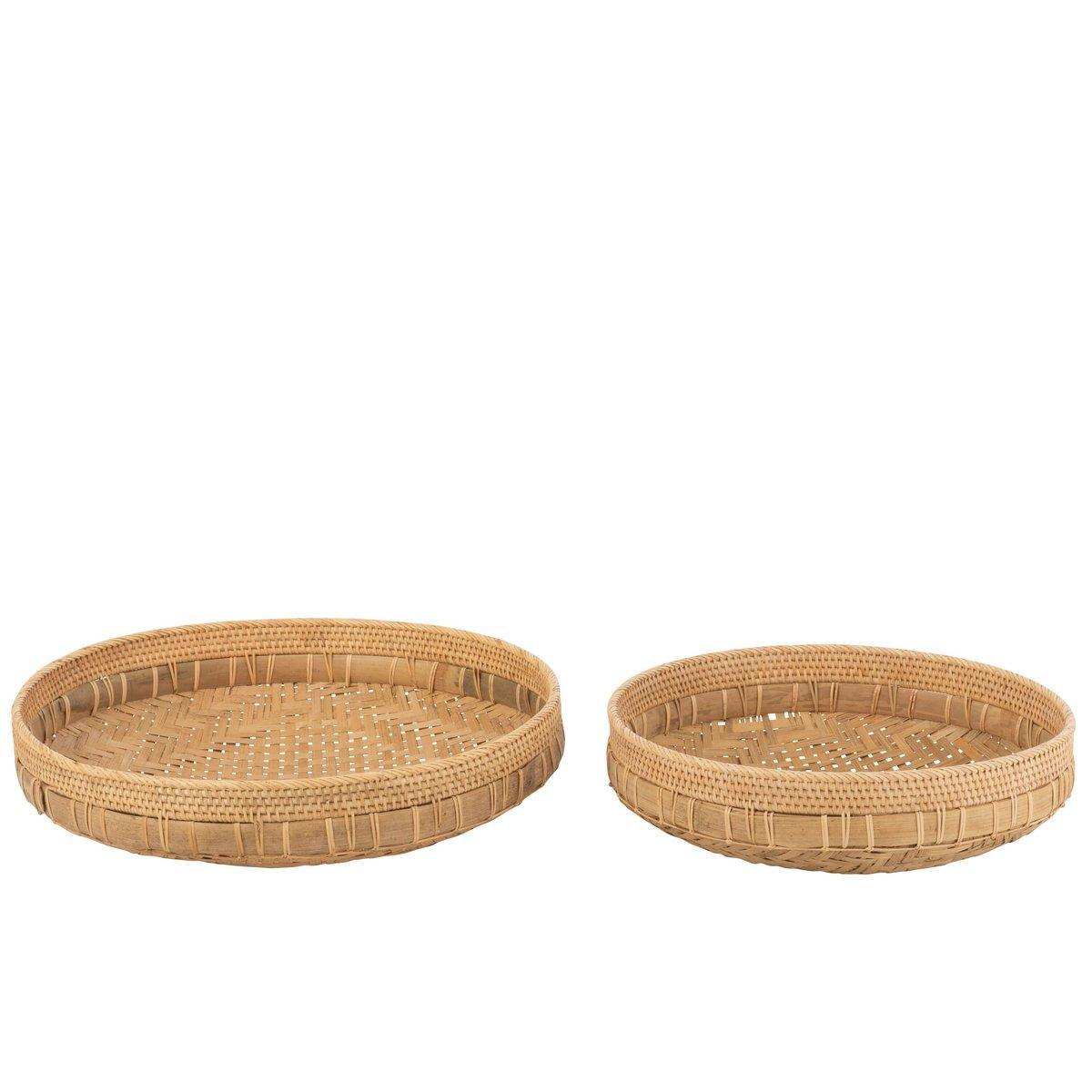 J-Line Set mit 2 Schüsseln Rund – Rattan – Natur - HomeDesign Knaus
