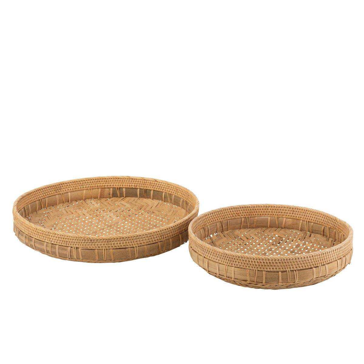 J-Line Set mit 2 Schüsseln Rund – Rattan – Natur - HomeDesign Knaus
