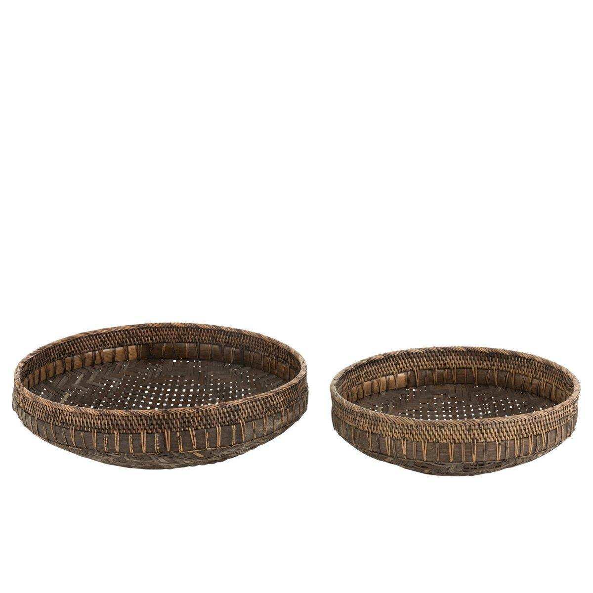 J-Line Set mit 2 Schüsseln Rund – Rattan – Schwarz - HomeDesign Knaus