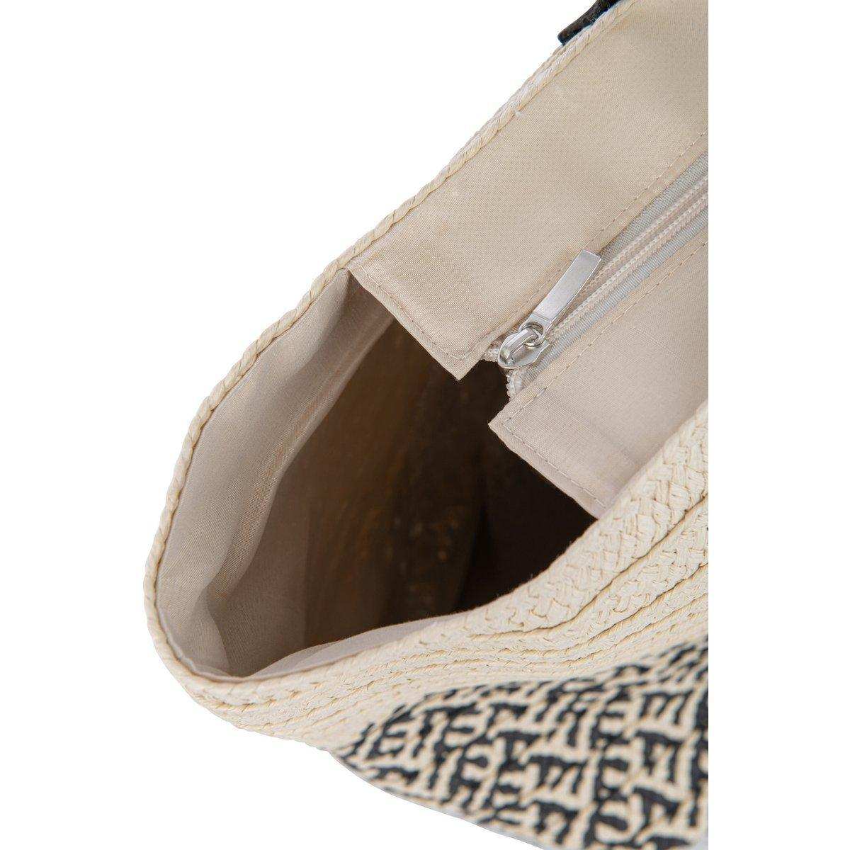J-Line Set mit 2 Taschen + Hutmustern, Papier/Baumwolle, Beige/Schwarz - HomeDesign Knaus