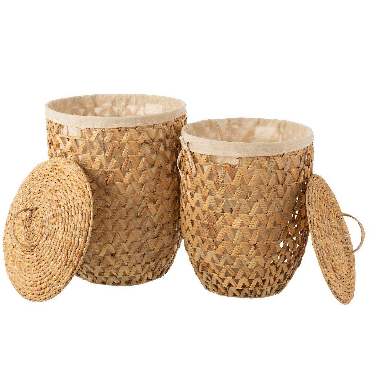 J-Line Set mit 2 Wäschekörben + Deckel, Wasserhyazinthe, natur - HomeDesign Knaus