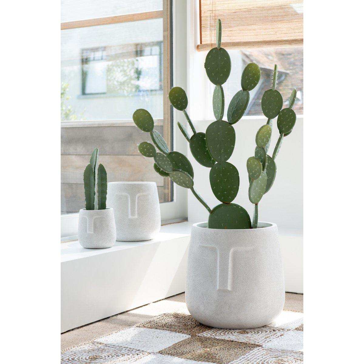 J-Line Set mit 3 Blumentöpfen aus Moai-Ton, Weiß - HomeDesign Knaus