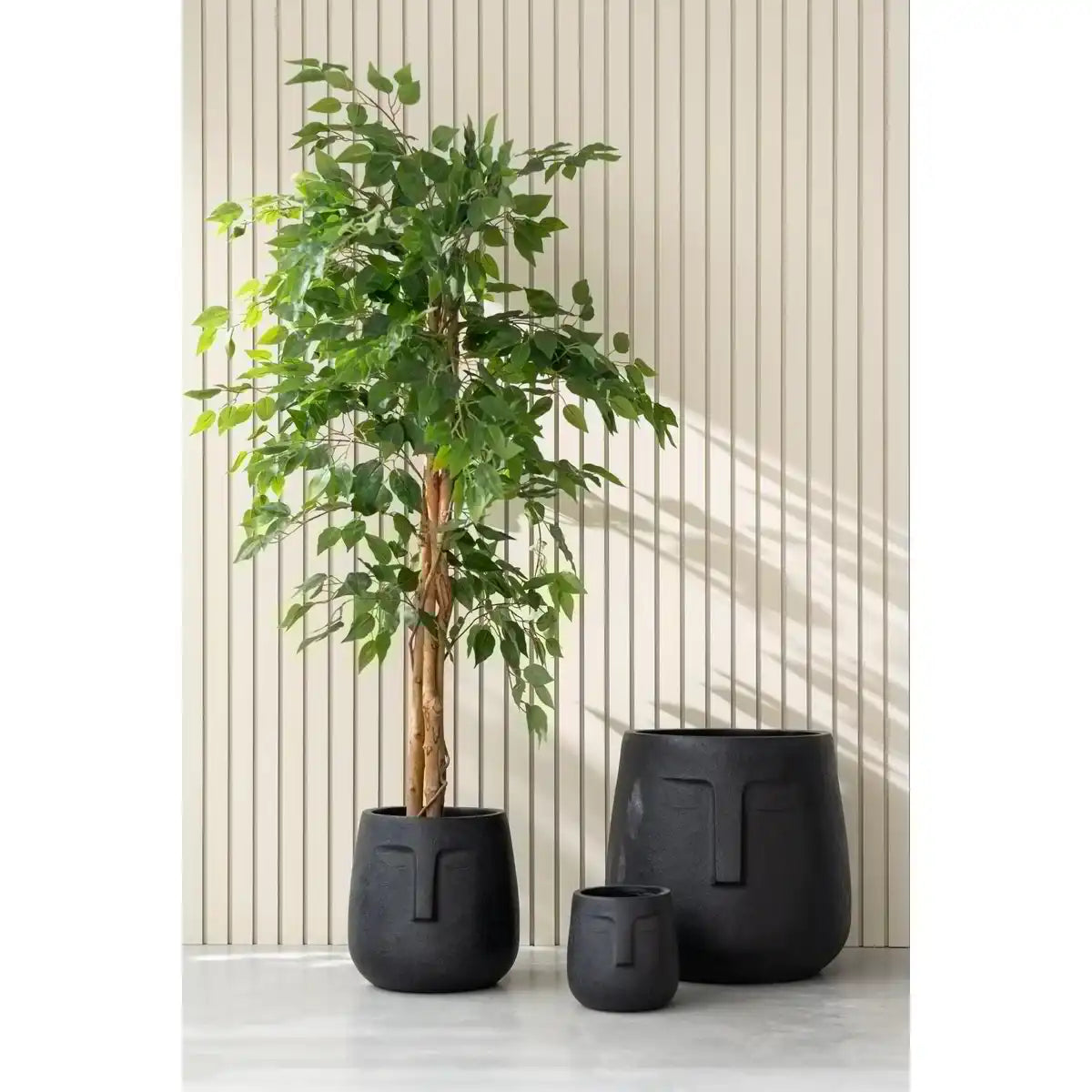 J-Line Set mit 3 Blumentöpfen Moai Clay Schwarz - HomeDesign Knaus