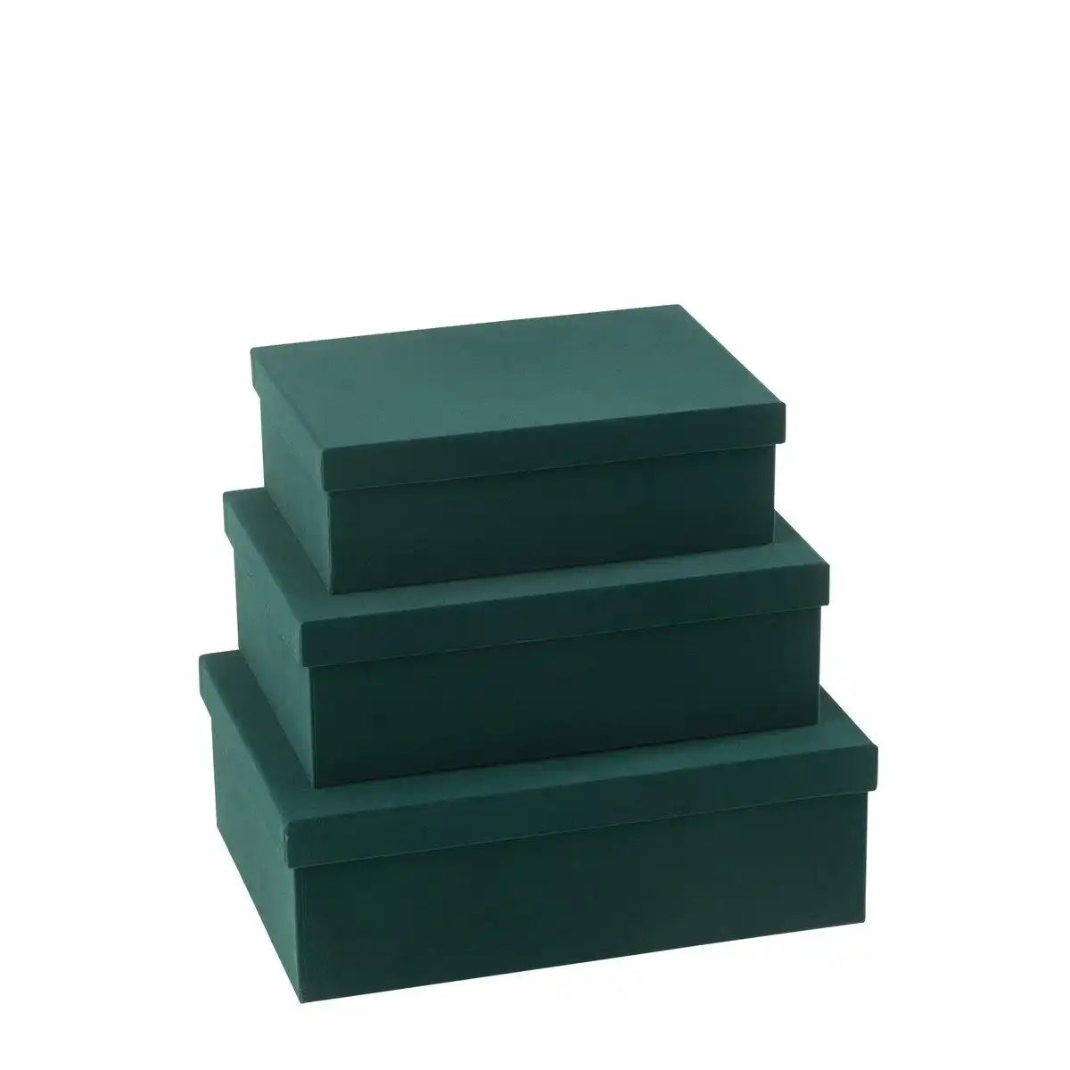 J-Line Set mit 3 Boxen, rechteckig, Samtpapier, Grün - HomeDesign Knaus