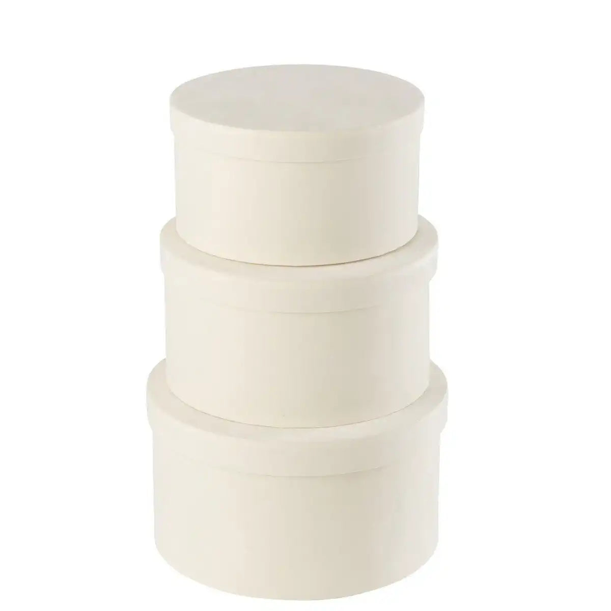 J-Line Set mit 3 Boxen, rund, flach, Samtpapier, Weiß - HomeDesign Knaus