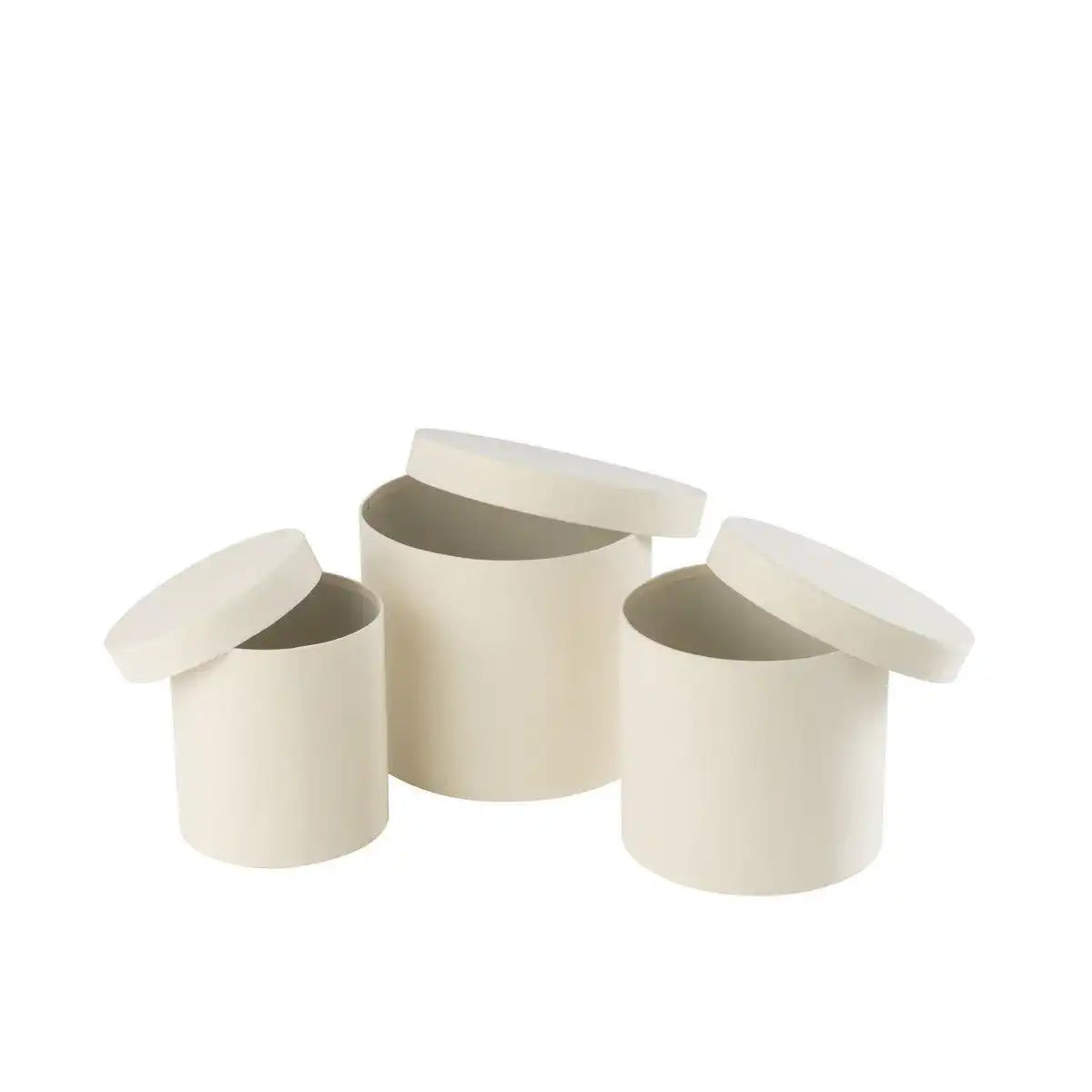 J-Line Set mit 3 Boxen, rund, Samtpapier, Weiß - HomeDesign Knaus