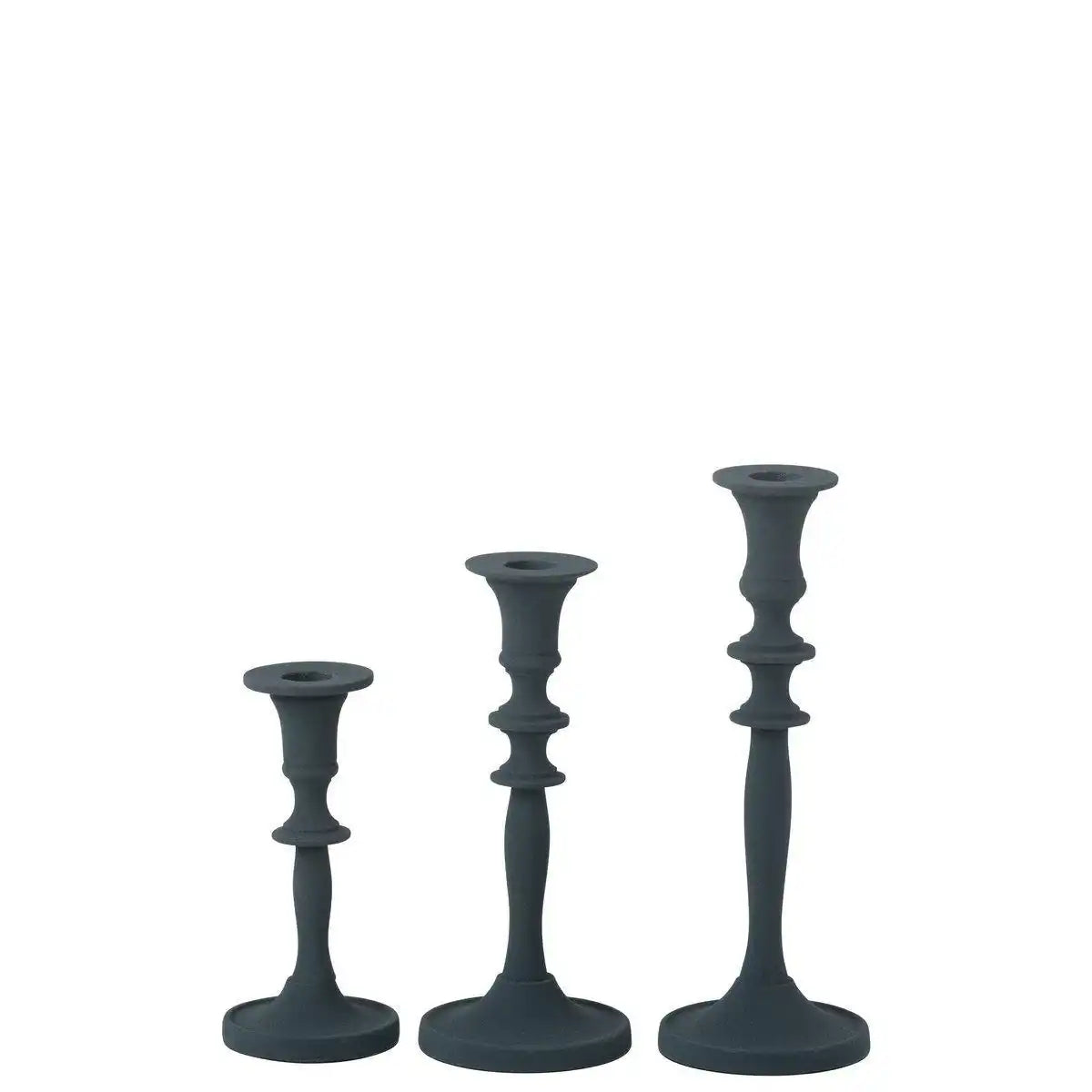 J-Line Set mit 3 Kerzenhaltern, klassisches Aluminium, Blau - HomeDesign Knaus