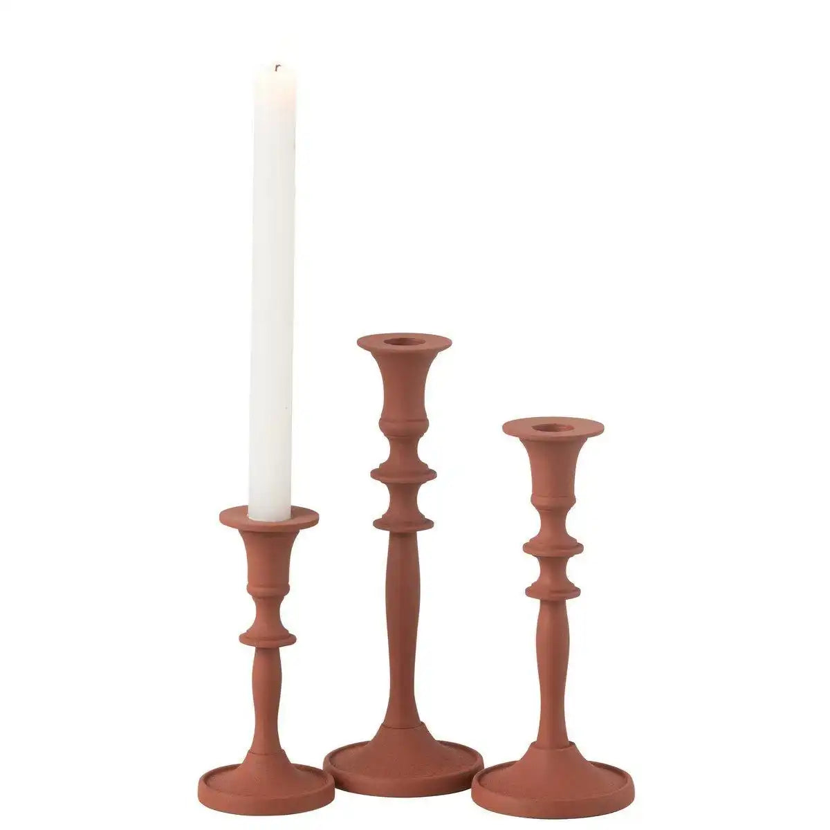 J-Line Set mit 3 Kerzenhaltern, klassisches Aluminium, Rost - HomeDesign Knaus