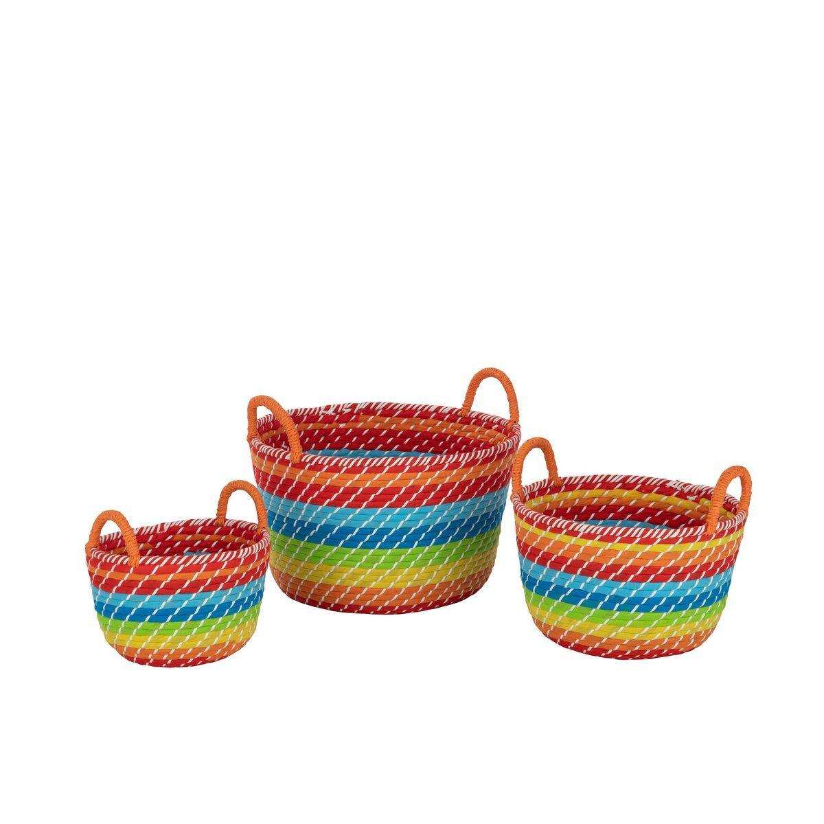 J-Line Set mit 3 Korb-Regenbogenstreifen + Griffen, Seegras-Mischung - HomeDesign Knaus