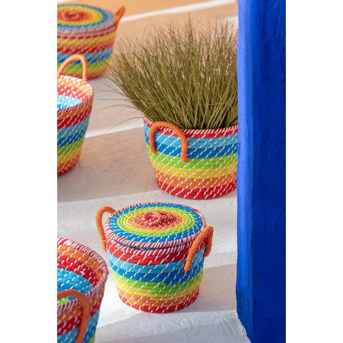 J-Line Set mit 3 Korb-Regenbogenstreifen + Griffen, Seegras-Mischung - HomeDesign Knaus
