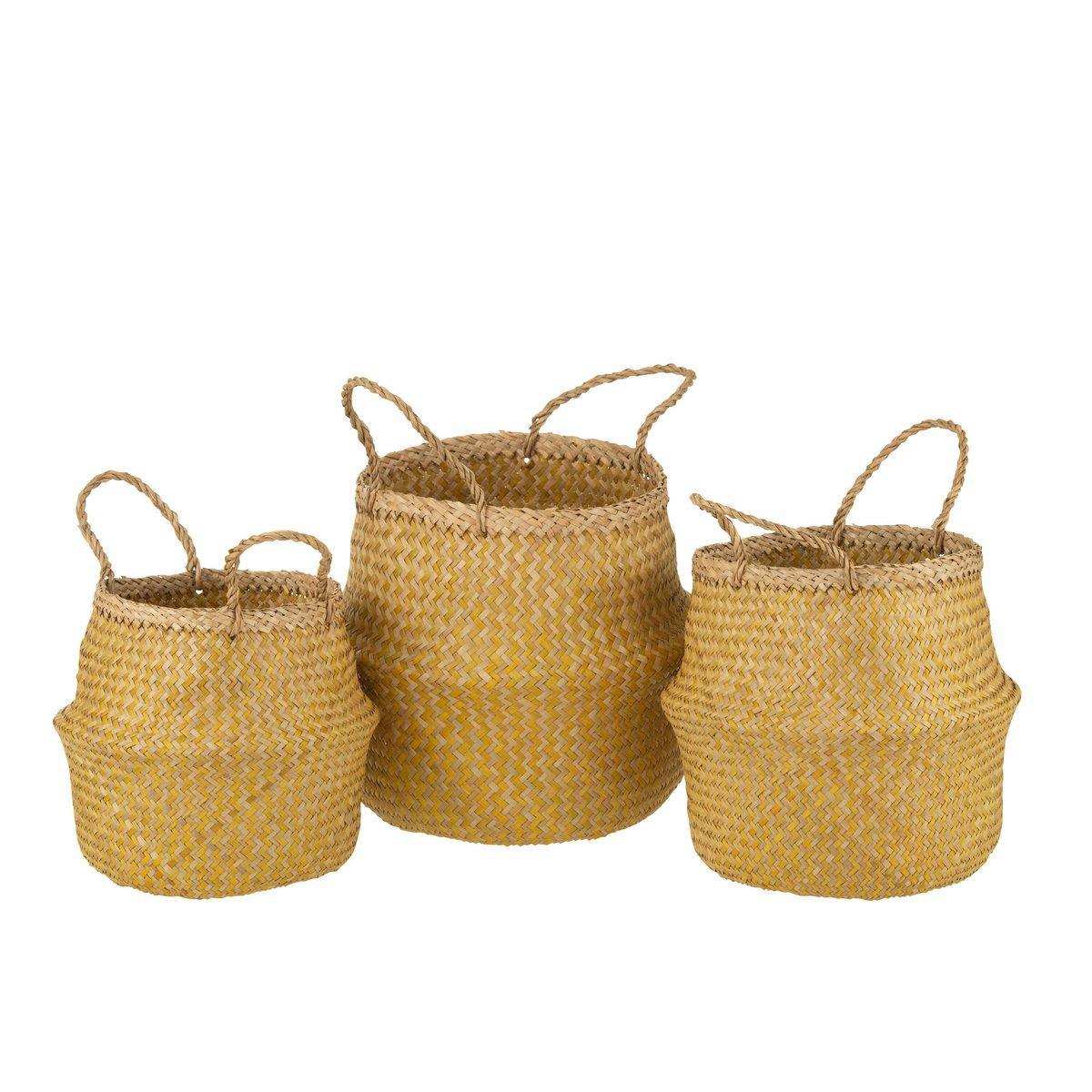 J-Line Set mit 3 Körben, einziehbar, Seegras, Gelb - HomeDesign Knaus