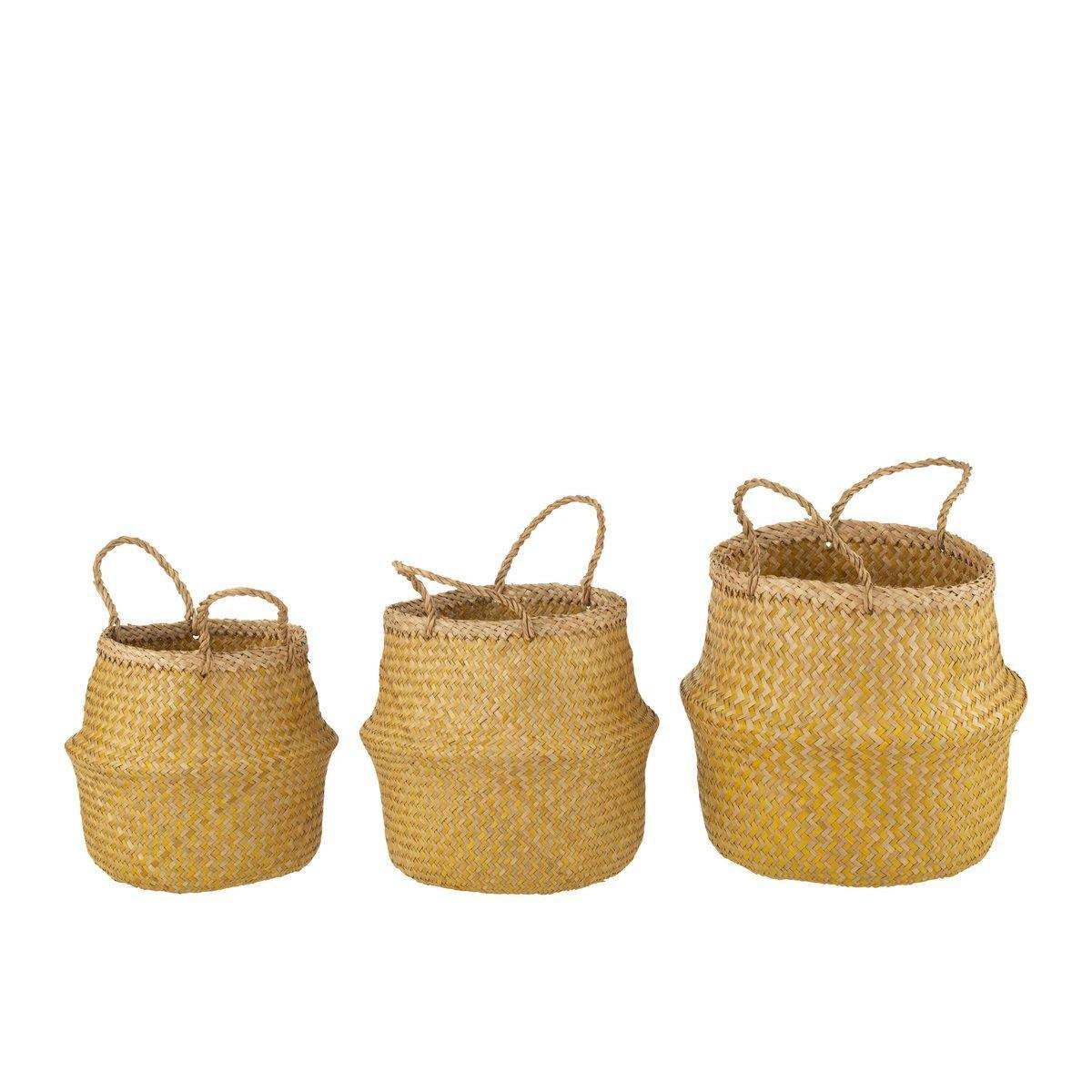 J-Line Set mit 3 Körben, einziehbar, Seegras, Gelb - HomeDesign Knaus