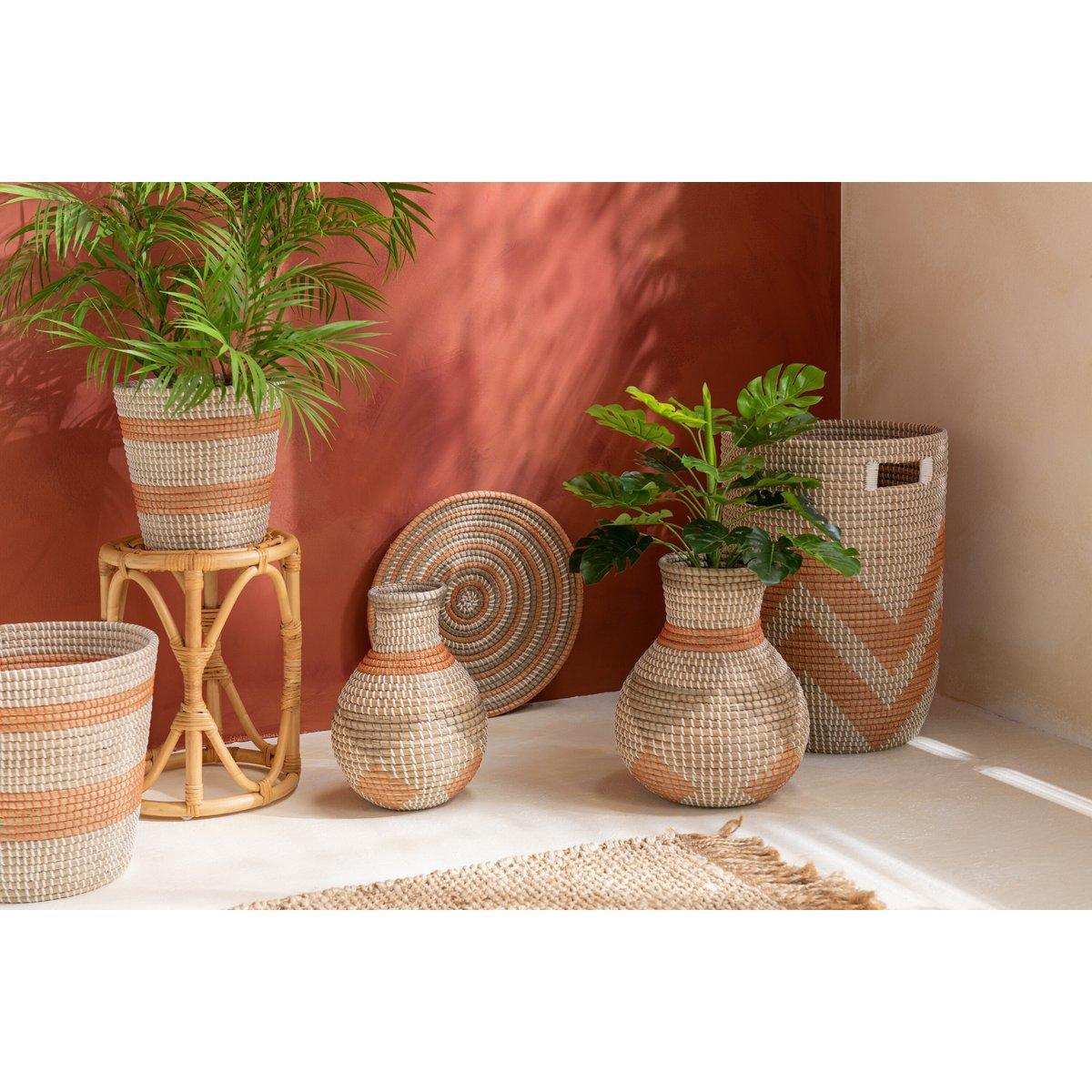 J-Line-Set mit 3 Körben gestreift – Seegras – Orange - HomeDesign Knaus