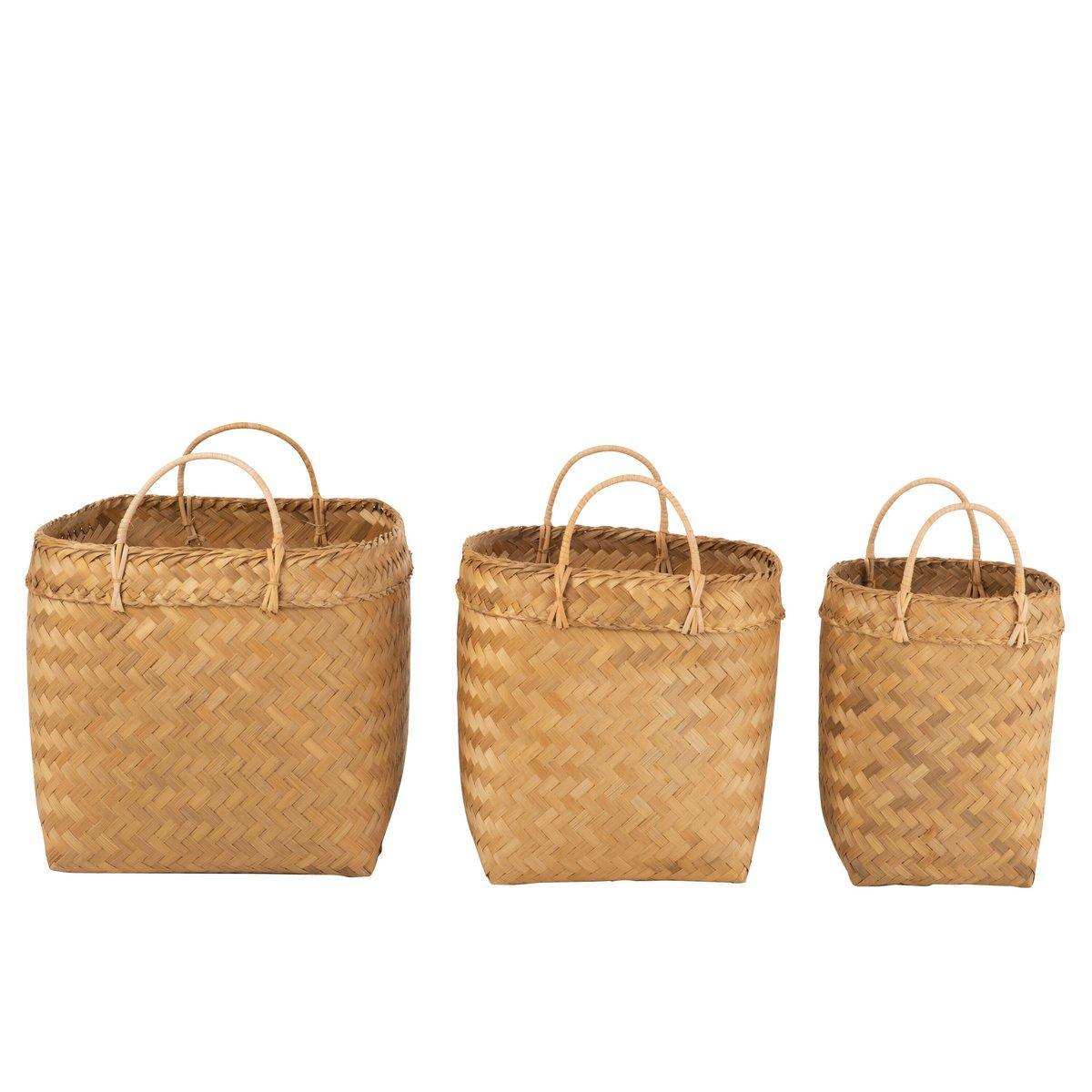J-Line Set mit 3 Körben Quadratisch – Rattan – Natur - HomeDesign Knaus
