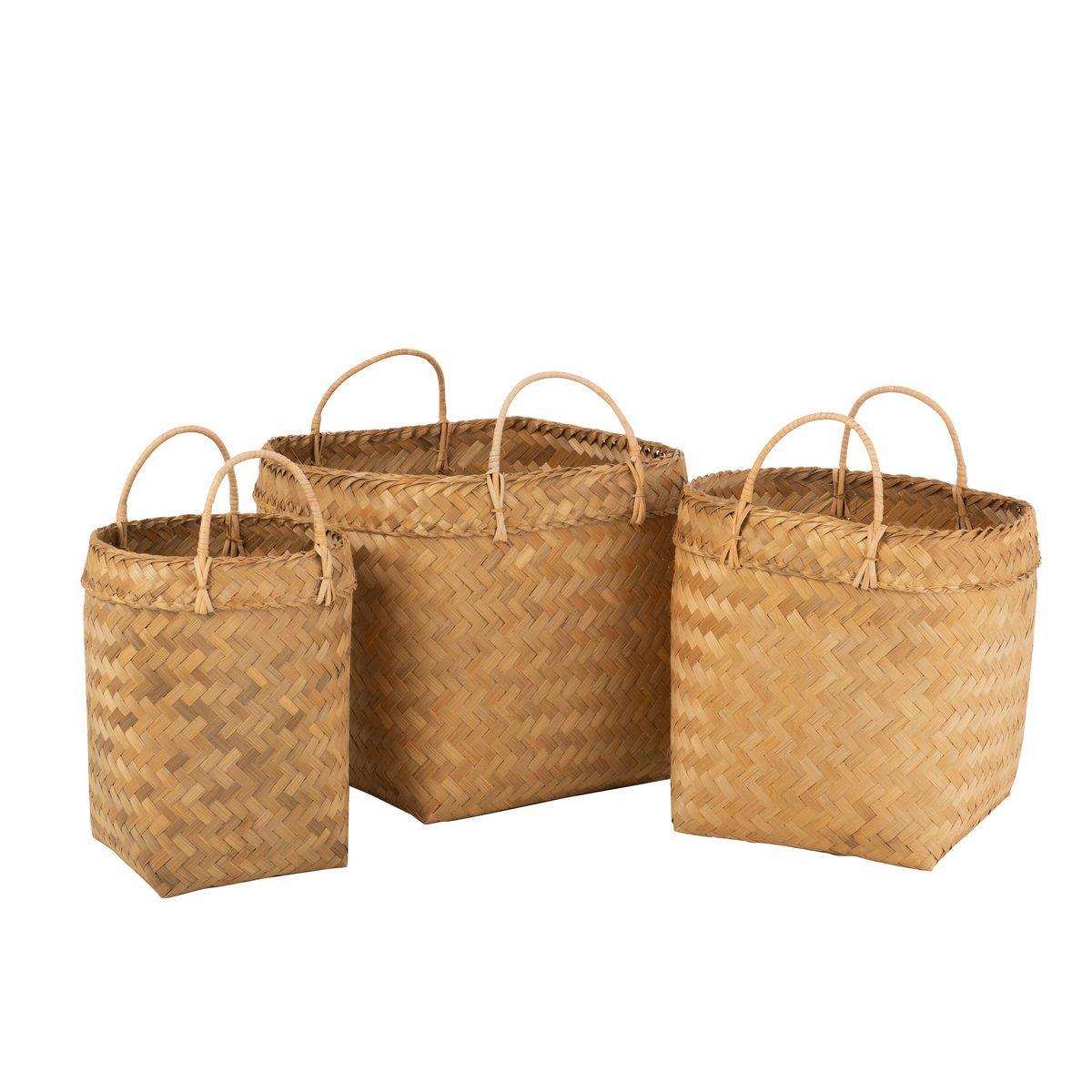 J-Line Set mit 3 Körben Quadratisch – Rattan – Natur - HomeDesign Knaus