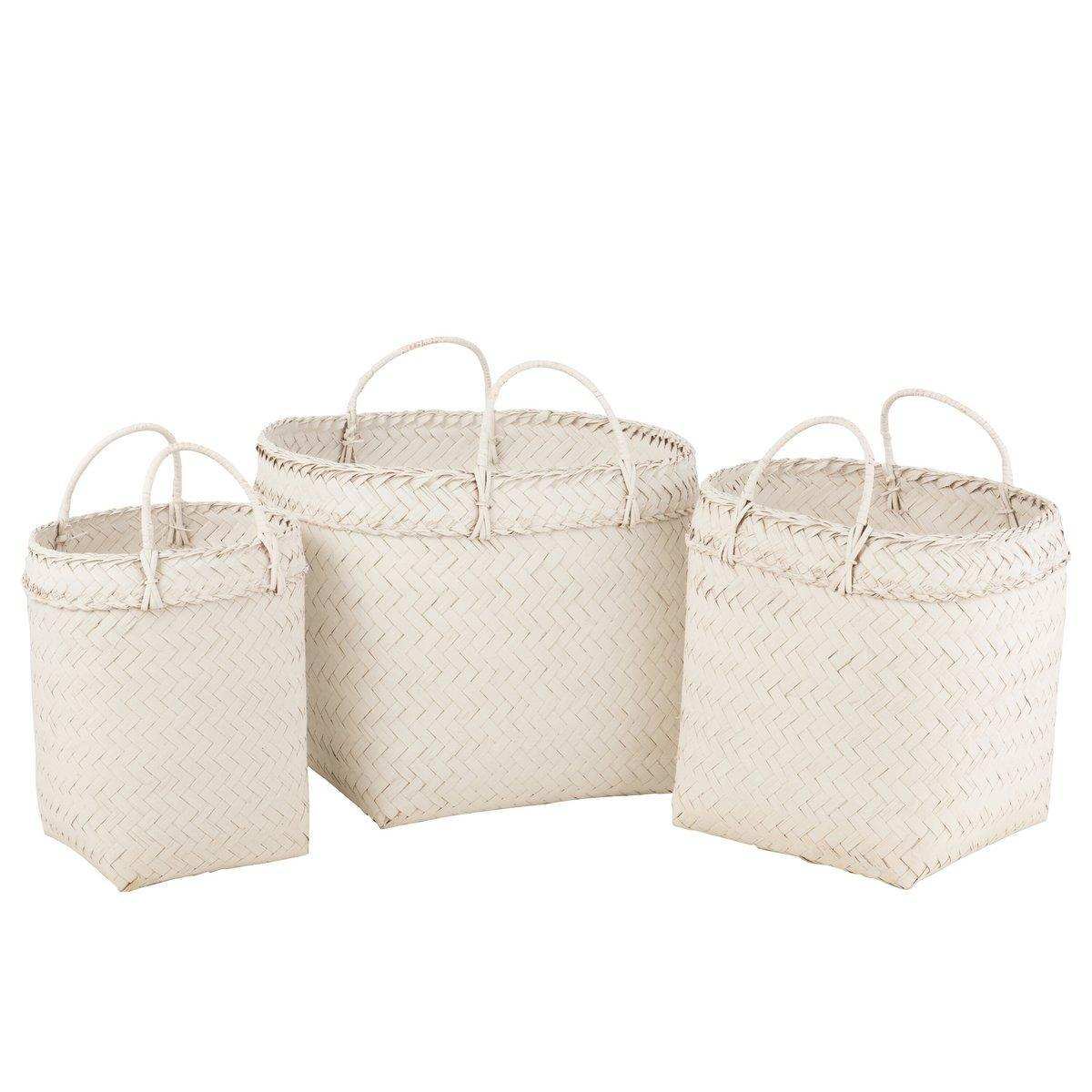 J-Line Set mit 3 Körben Quadratisch – Rattan – Weiß - HomeDesign Knaus