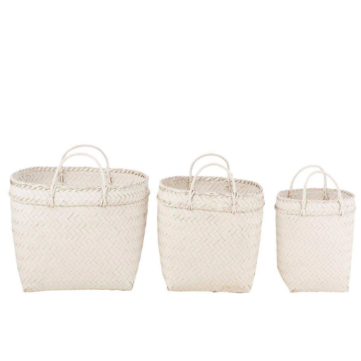 J-Line Set mit 3 Körben Quadratisch – Rattan – Weiß - HomeDesign Knaus