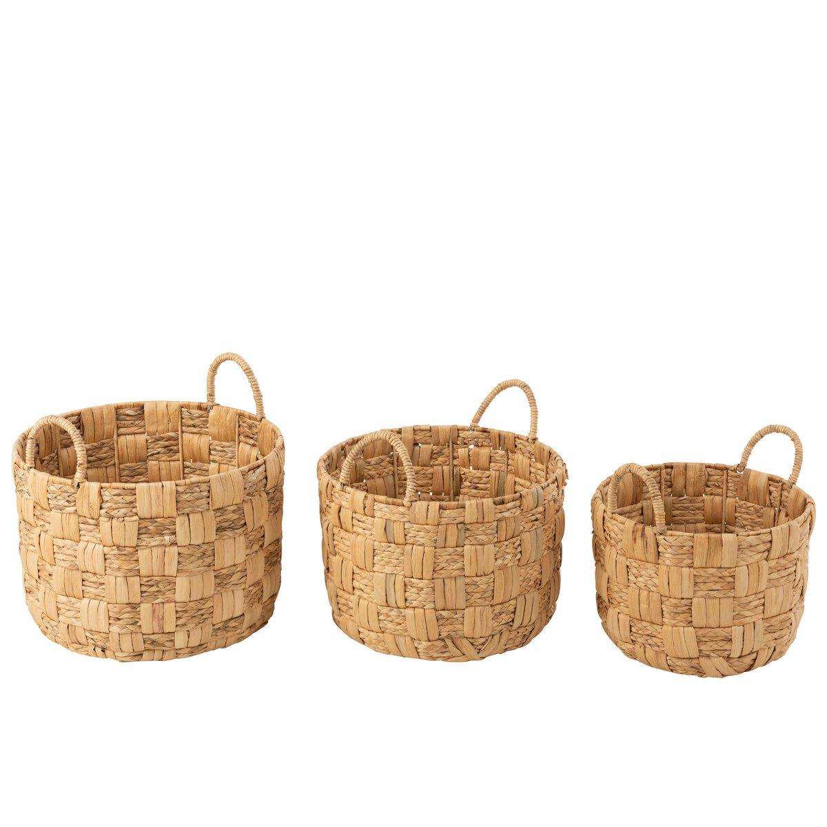 J-Line Set mit 3 Körben, rund, Wasserhyazinthe, natürlich - HomeDesign Knaus