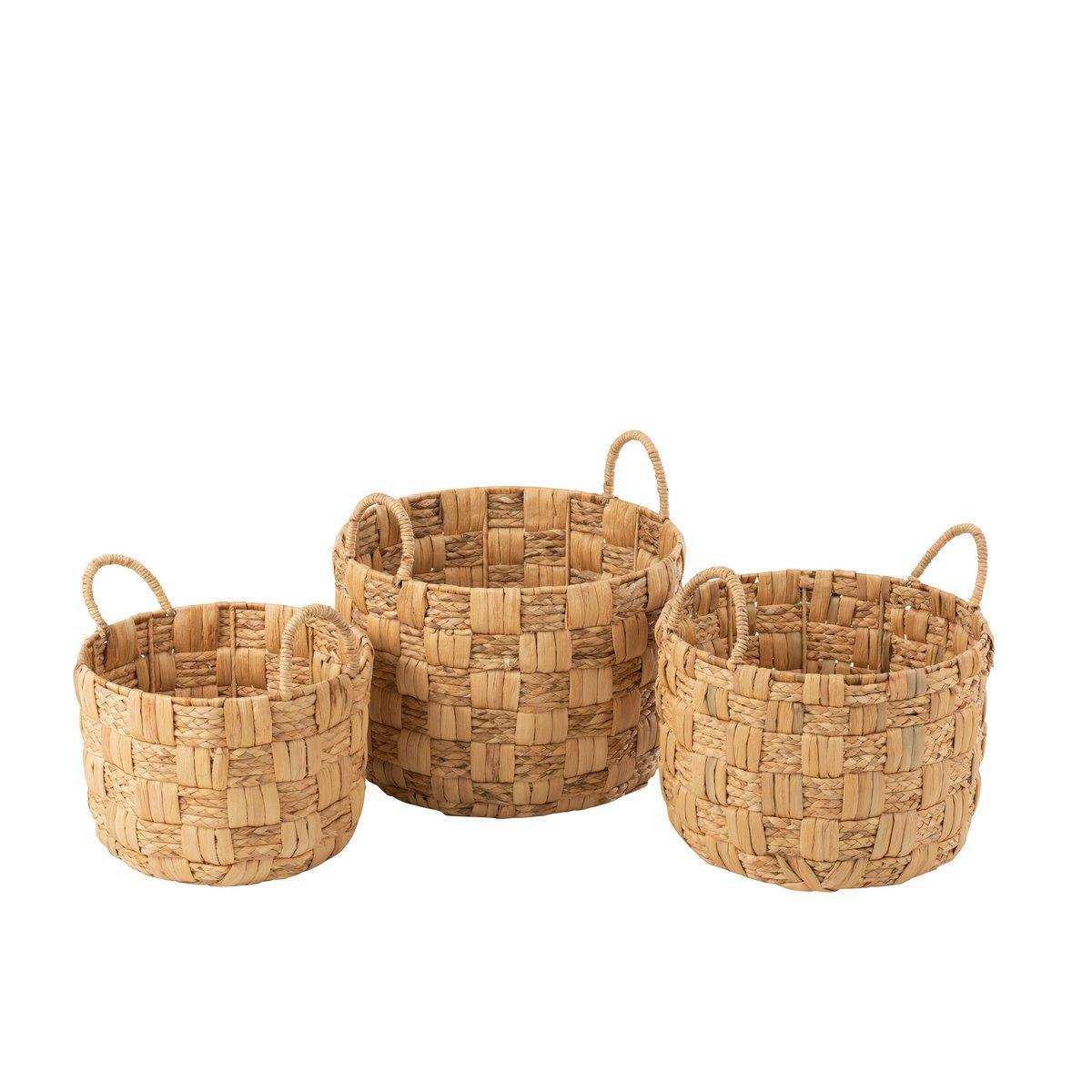 J-Line Set mit 3 Körben, rund, Wasserhyazinthe, natürlich - HomeDesign Knaus