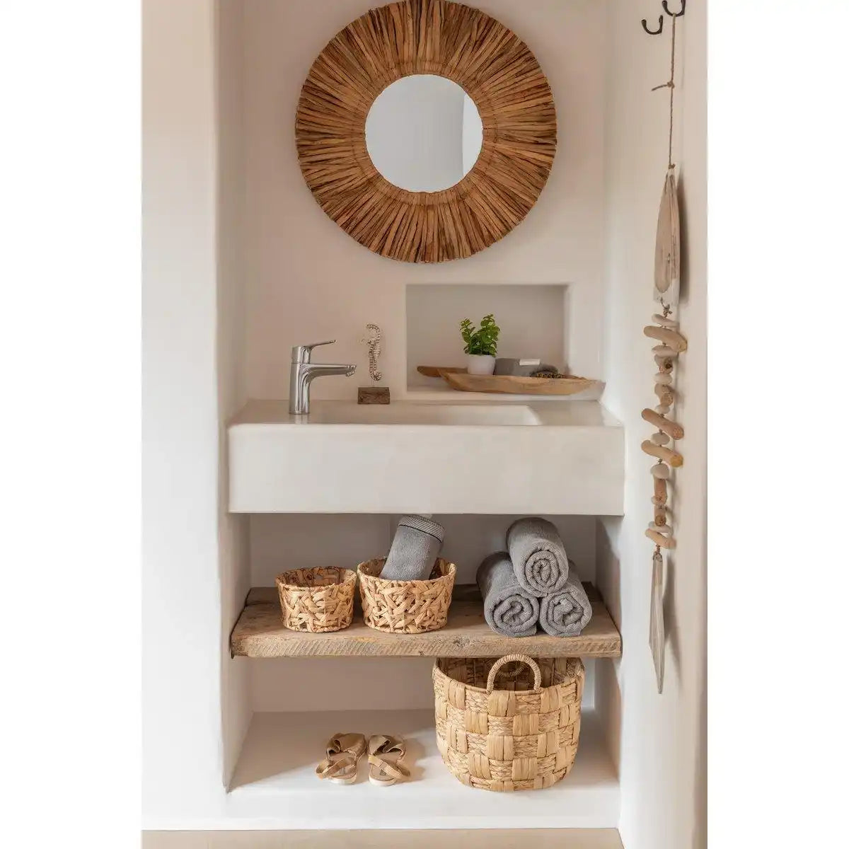 J-Line Set mit 3 Körben, rund, Wasserhyazinthe, natürlich - HomeDesign Knaus