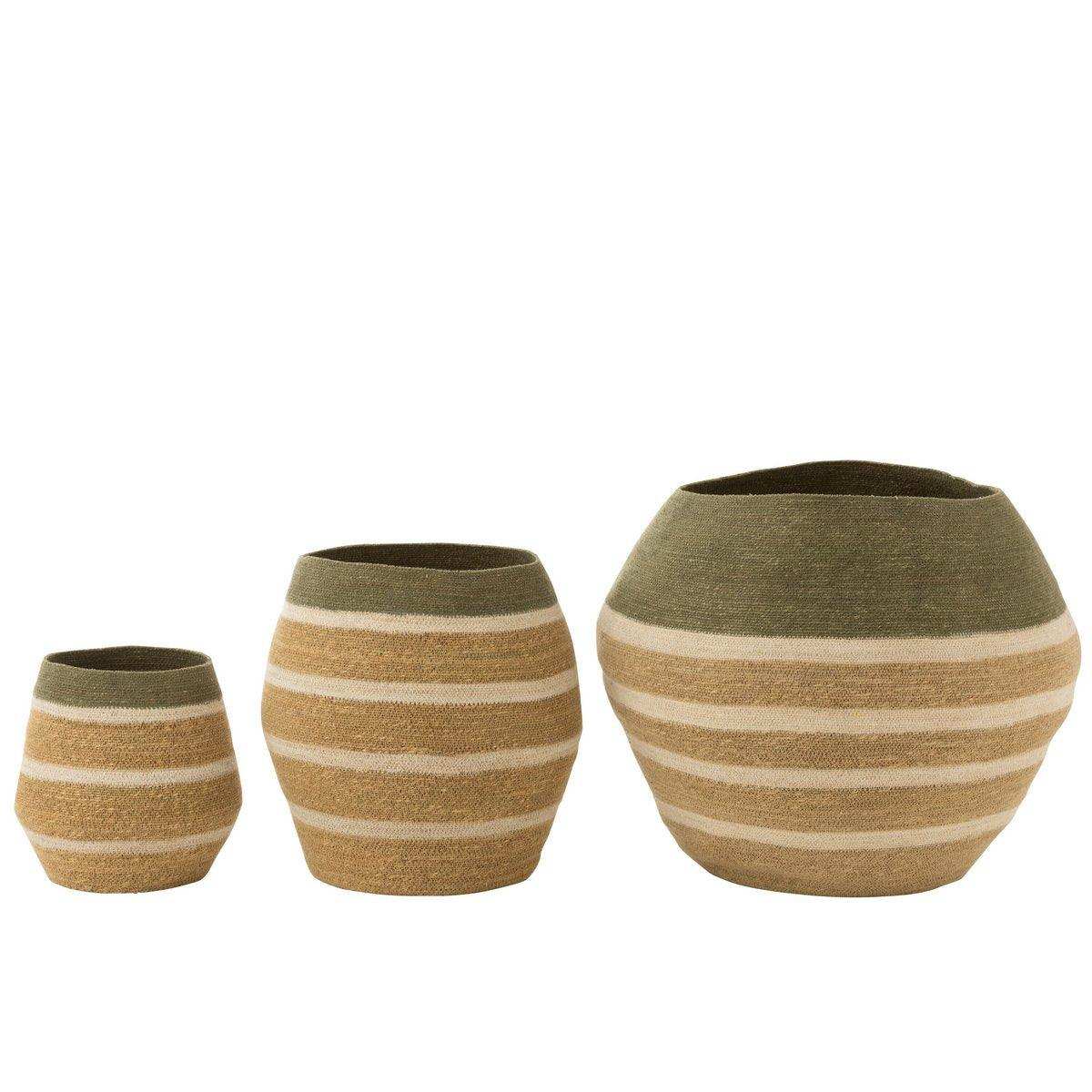 J-Line Set mit 3 Korbstreifen, Seegrasgrün/Natur - HomeDesign Knaus