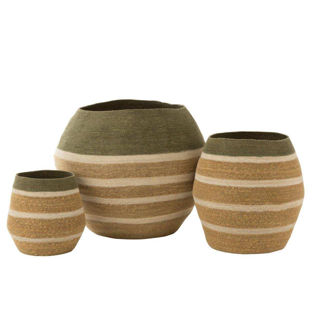 J-Line Set mit 3 Korbstreifen, Seegrasgrün/Natur - HomeDesign Knaus