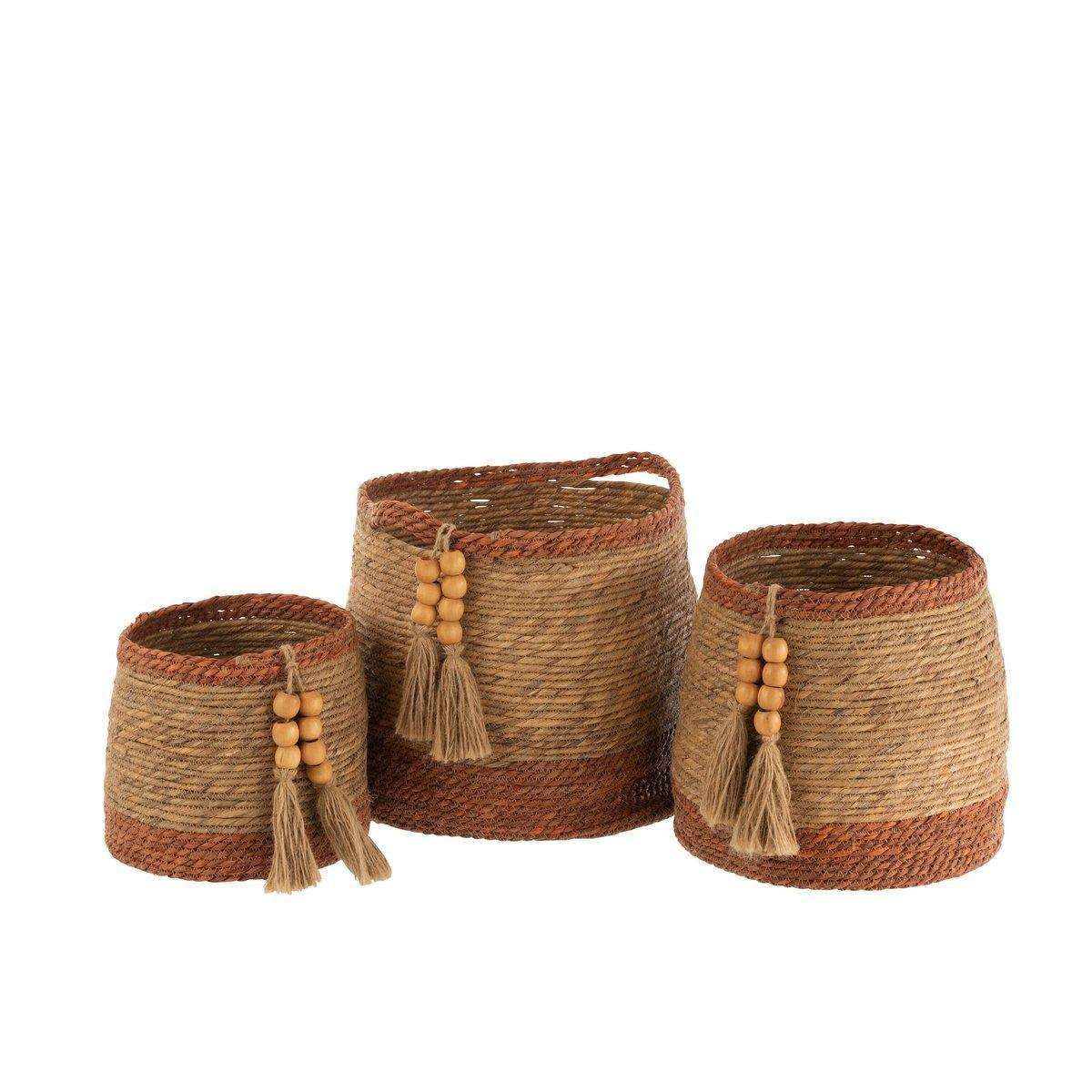 J-Line Set mit 3 runden Körben – Jute – Natur/Braun - HomeDesign Knaus