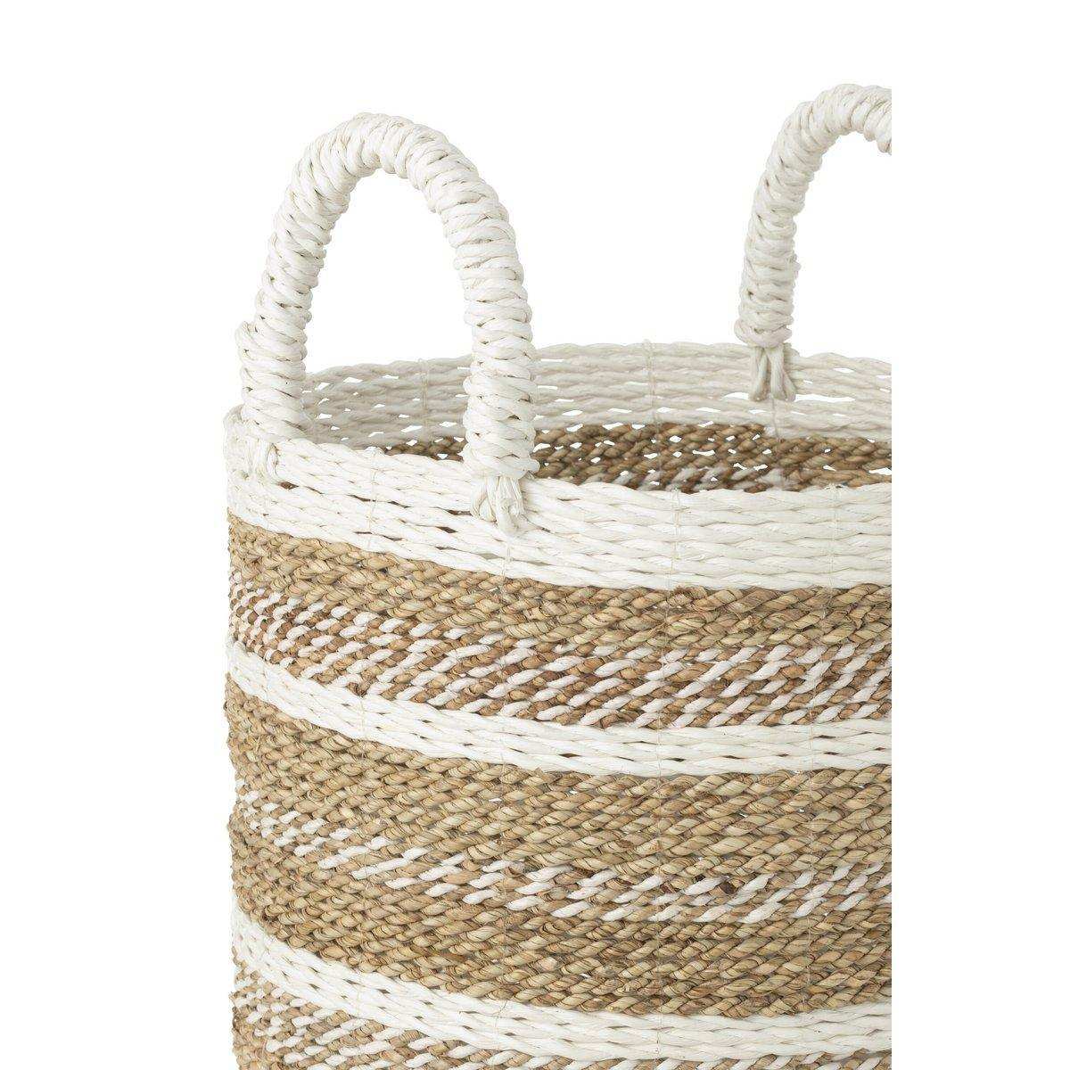 J-Line Set mit drei Körben Caro Raffia Weiß/Natur - HomeDesign Knaus