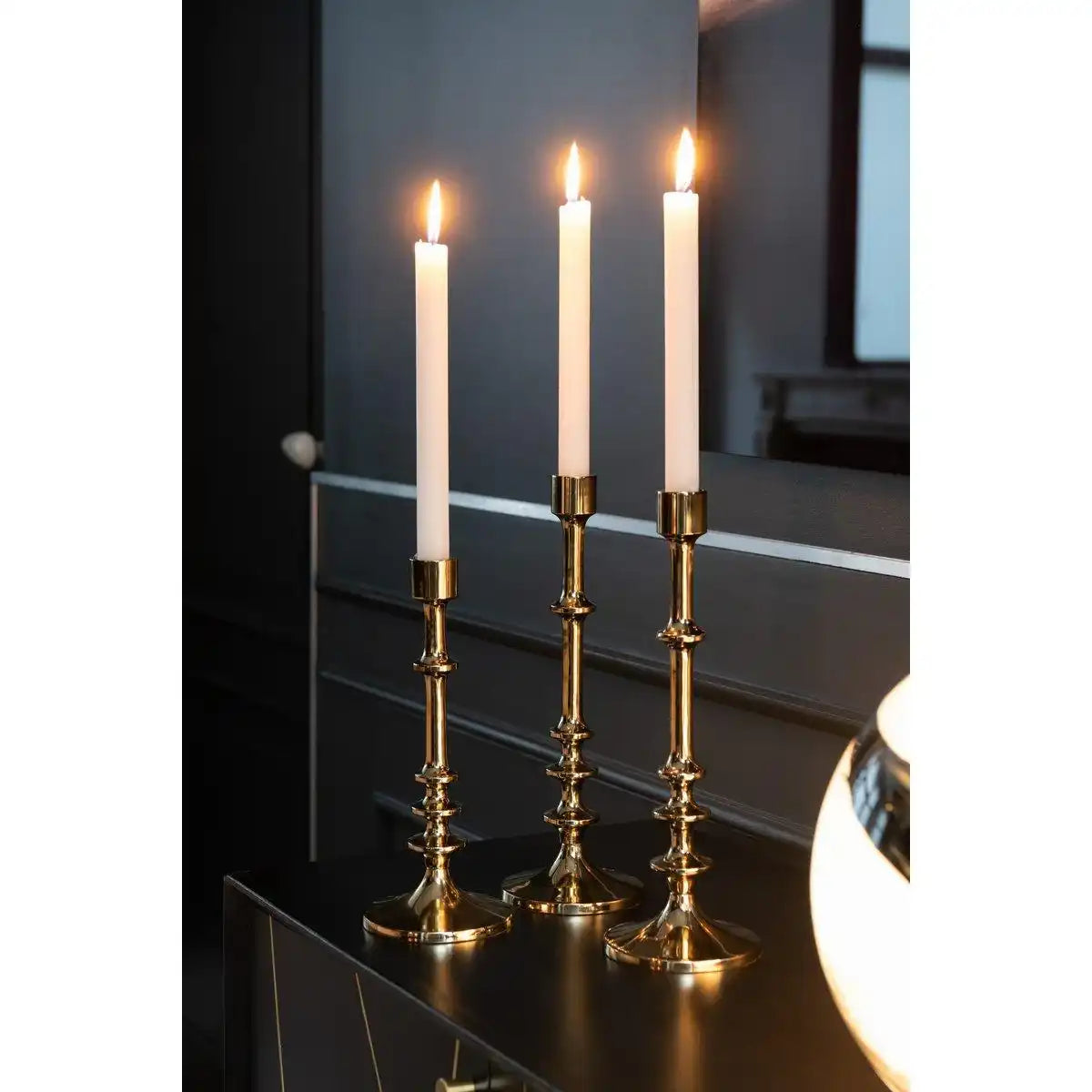J-Line Set mit zwei Kerzenständern Neo Aluminium Gold - HomeDesign Knaus