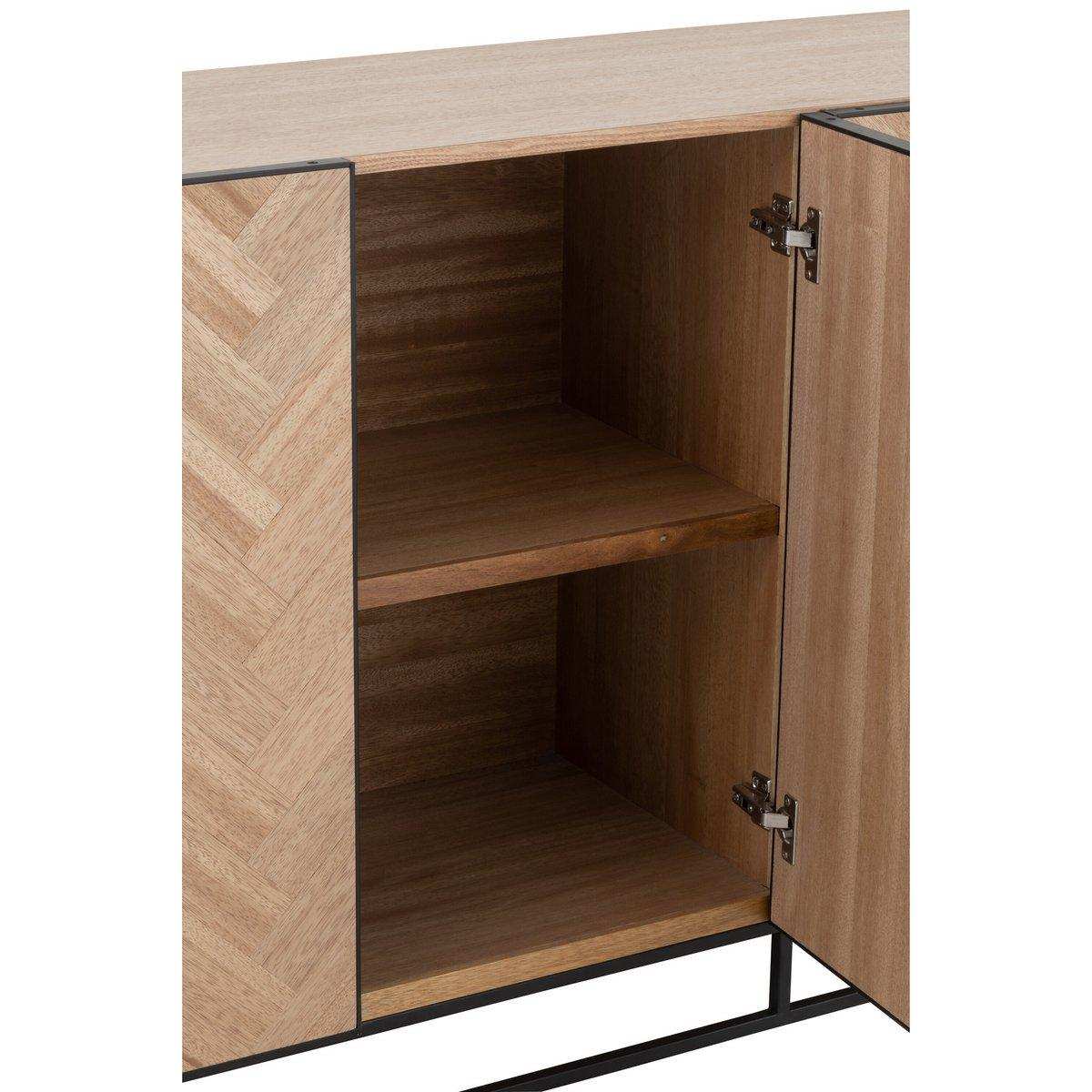 J-Line Sideboard 4 Türen Zickzack – Holz/Metall – Natur/Schwarz - HomeDesign Knaus
