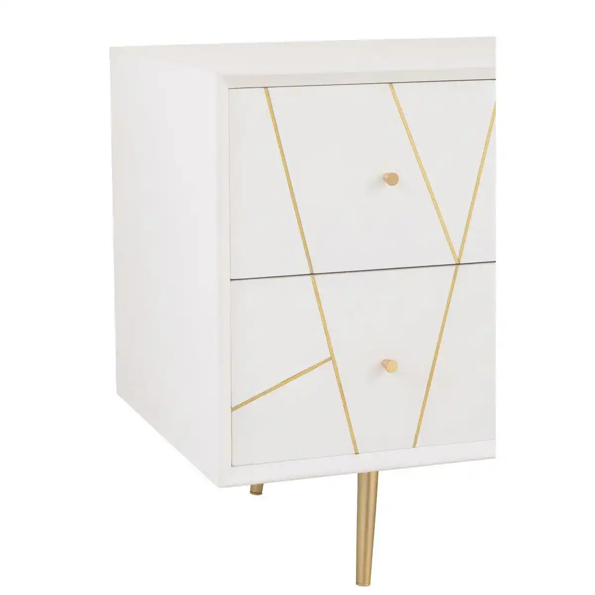 J-Line Sideboard Lines 4 Schubladen 2 Türen – Holz/Metall – Weiß/Gold - HomeDesign Knaus