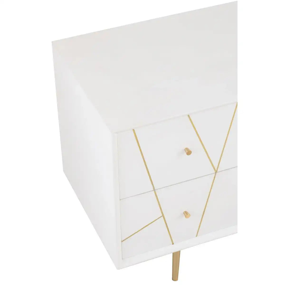 J-Line Sideboard Lines 4 Schubladen 2 Türen – Holz/Metall – Weiß/Gold - HomeDesign Knaus