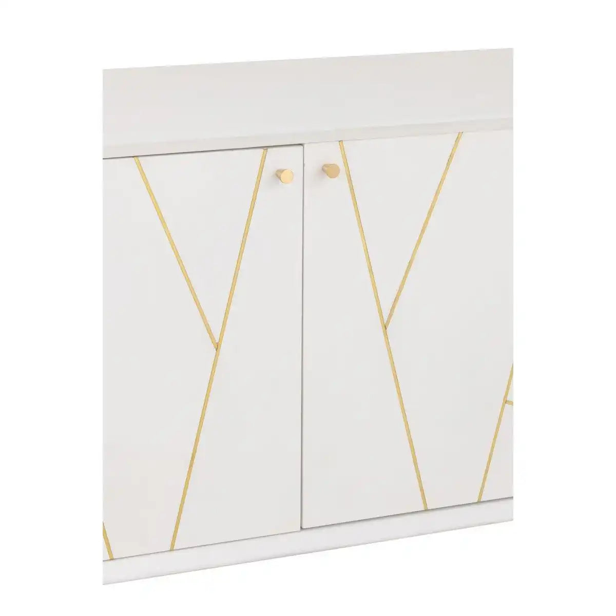 J-Line Sideboard Lines 4 Schubladen 2 Türen – Holz/Metall – Weiß/Gold - HomeDesign Knaus