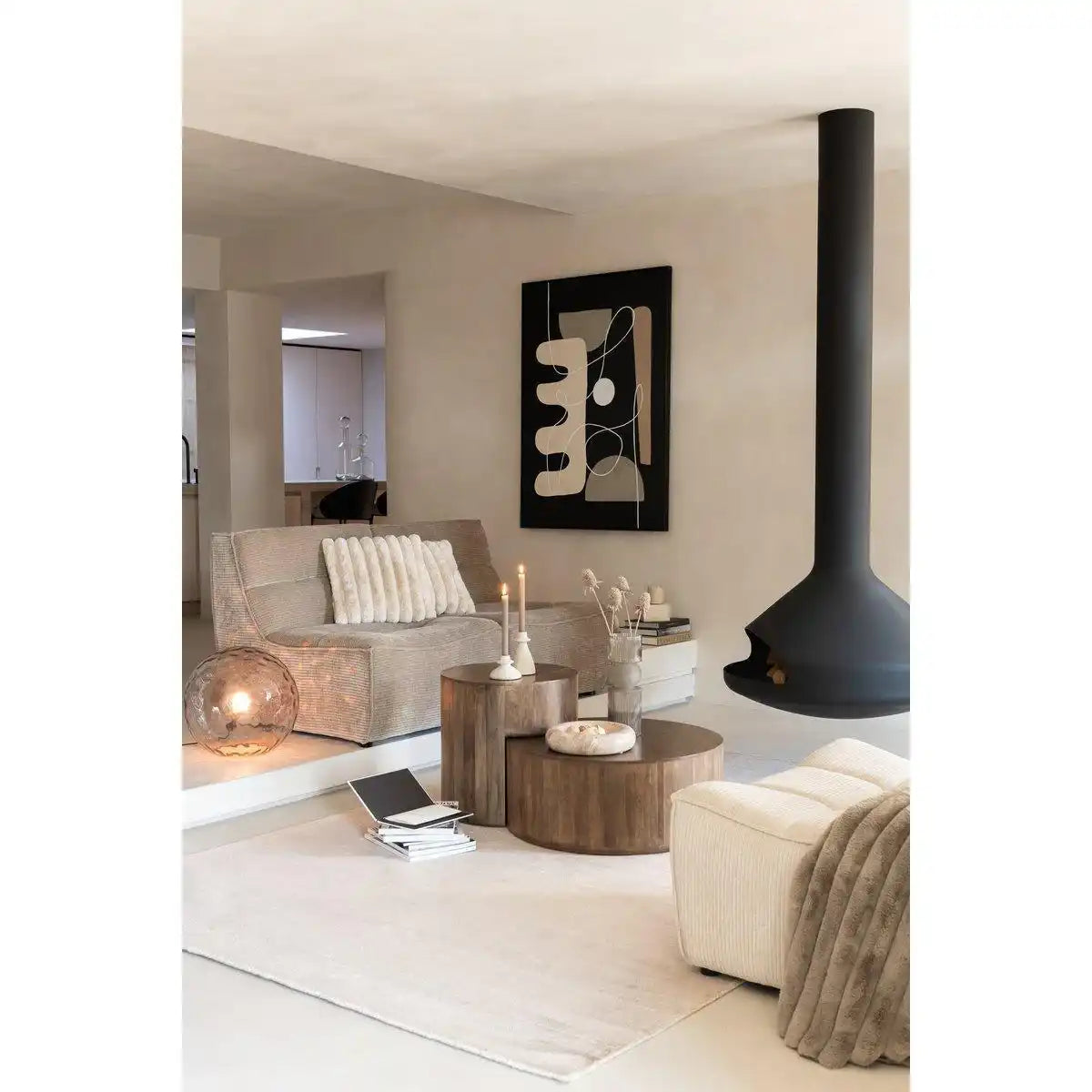 J-Line Sofa Grid Populierenhout/Schuim Donker Taupe - HomeDesign Knaus
