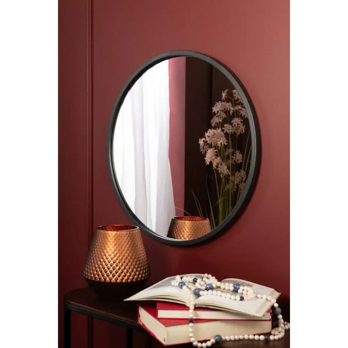 J-Line Spiegel Rond - Zwart - Mat Metaal - M - HomeDesign Knaus