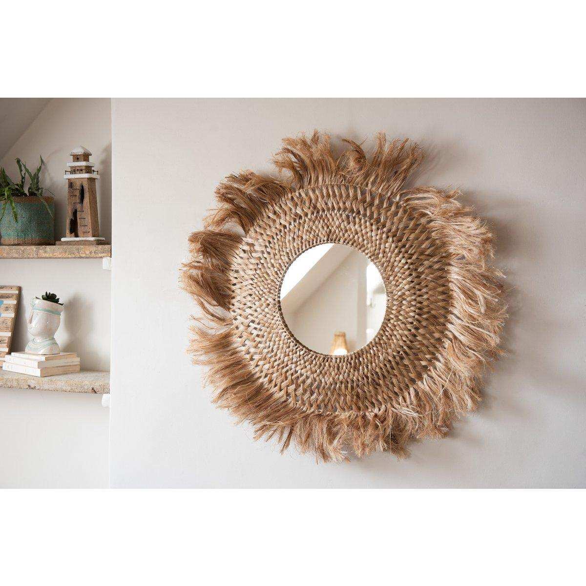 J-Line Spiegel Rund – Bananenblätter – Natur – Klein - HomeDesign Knaus