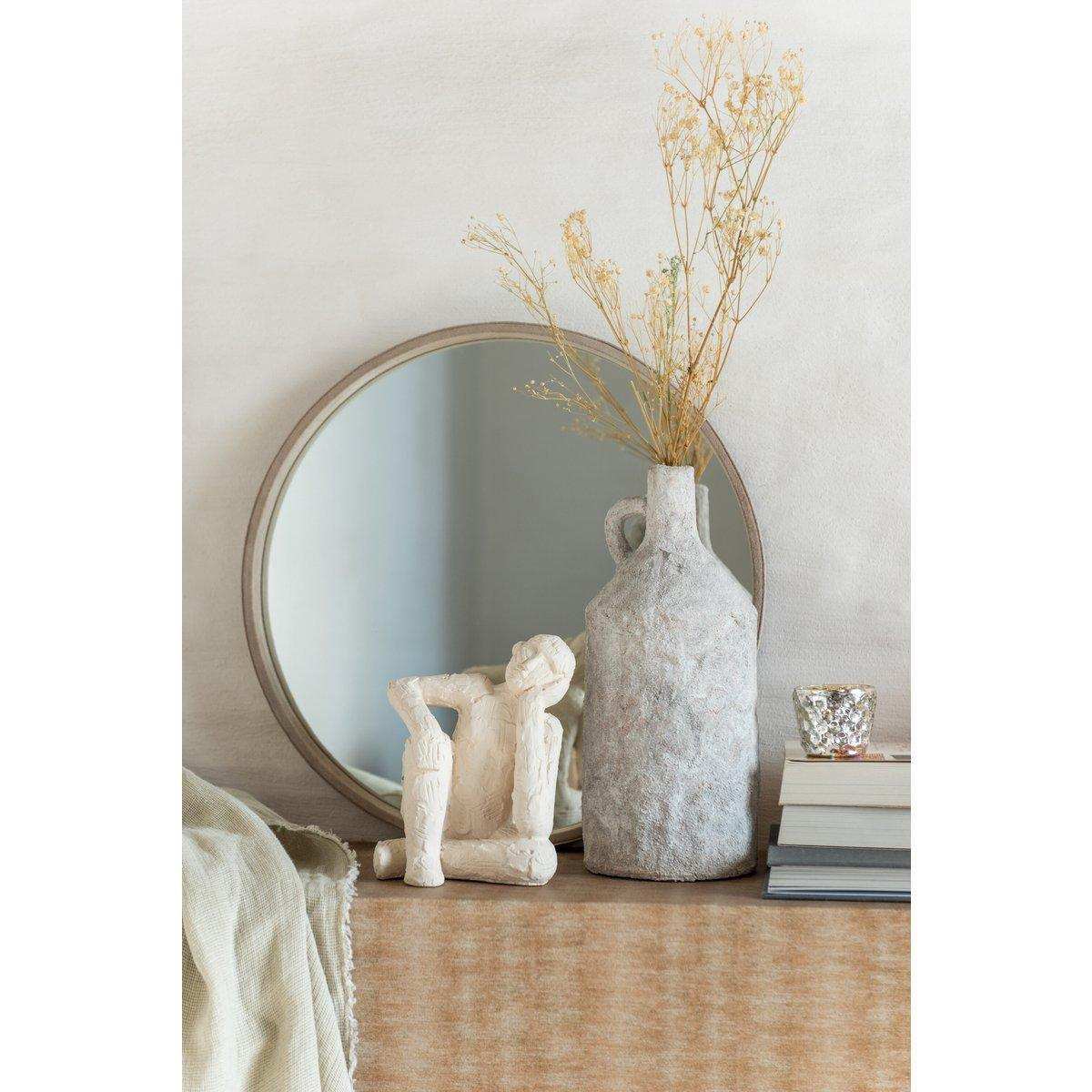 J-line Spiegel Rund – Leder – Beige – klein - HomeDesign Knaus