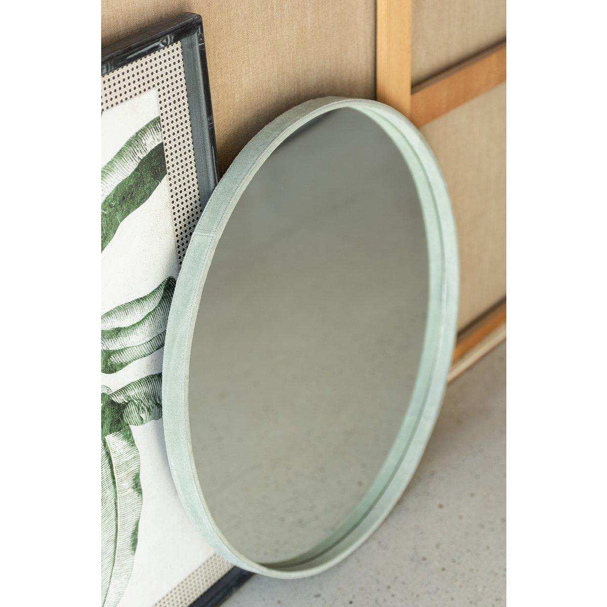 J-Line Spiegel Rund – Leder – Grün – klein - HomeDesign Knaus