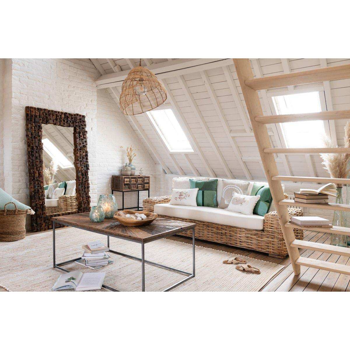 J-Line Spiegel Syma Gerecycleerd Hout/Spiegel Natural Large - HomeDesign Knaus