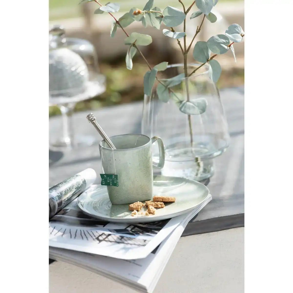 J-Line Spikkel kopje - Porzellan - Munt - 12x - HomeDesign Knaus
