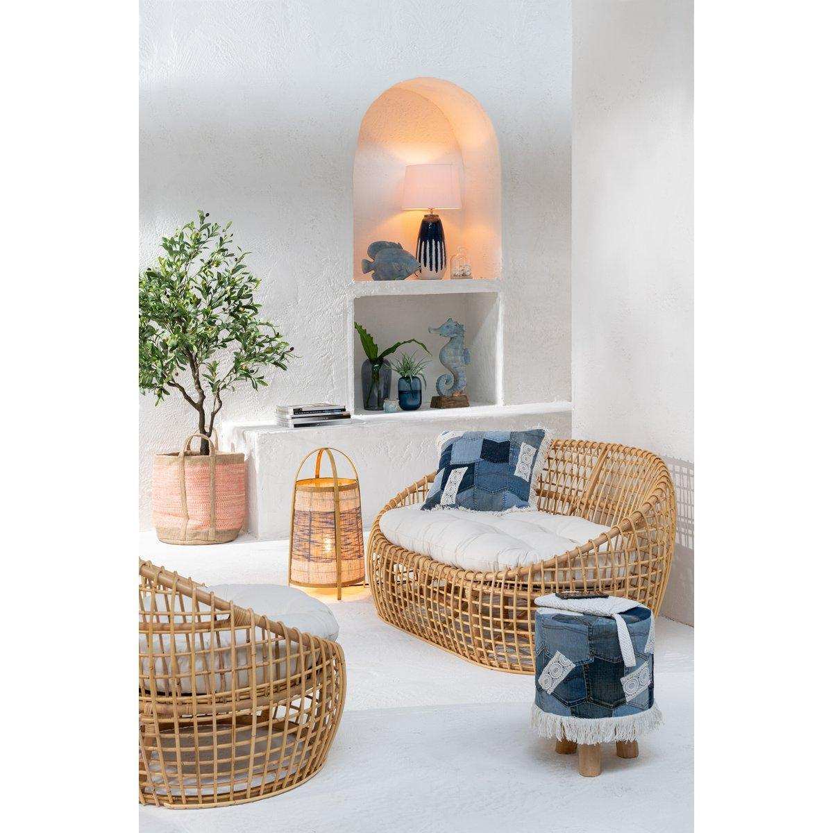 J-Line Stehleuchte Jeans – Bambus – Blau - HomeDesign Knaus