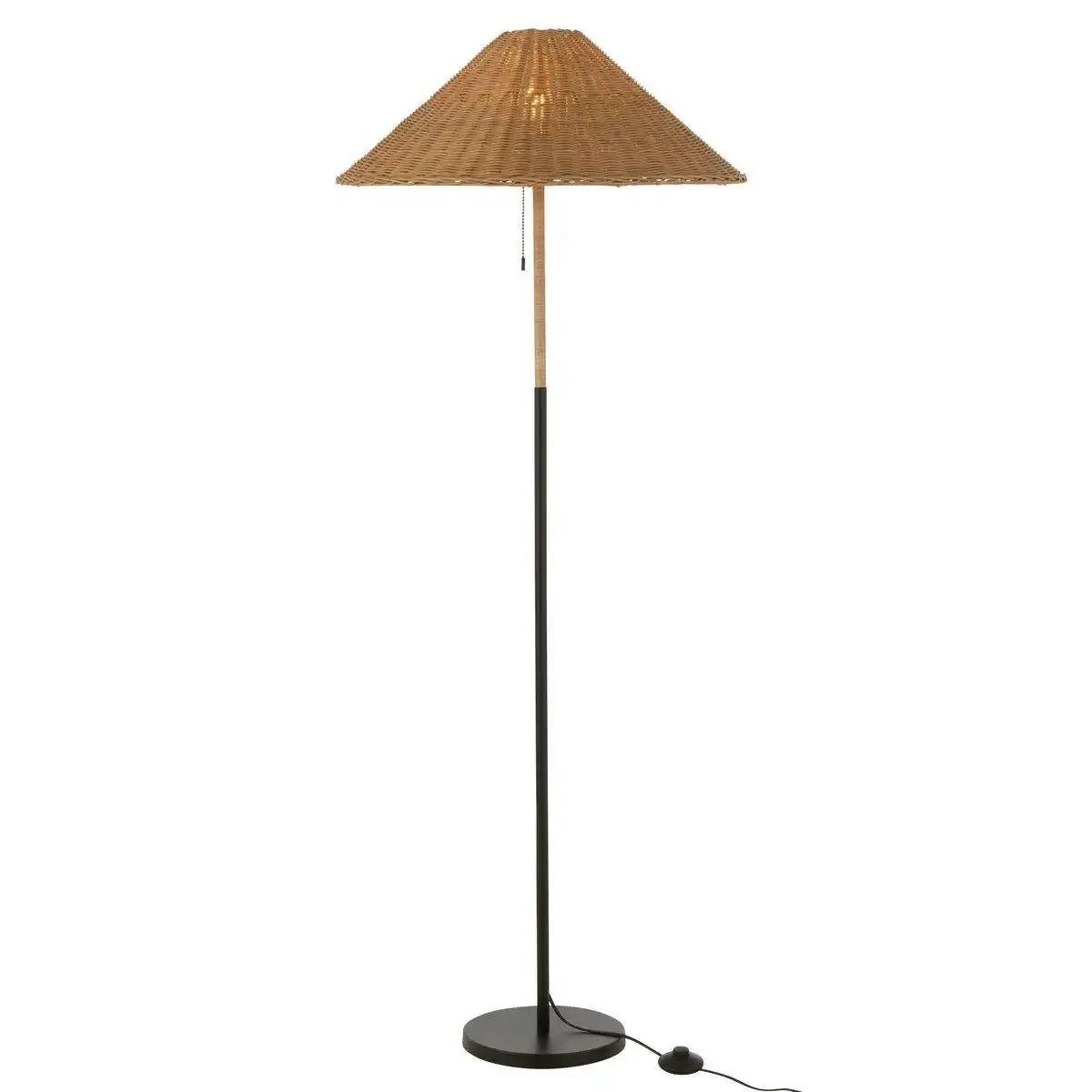 J-Line Stehleuchte - Metall/Rattan - Schwarz/Natur - HomeDesign Knaus