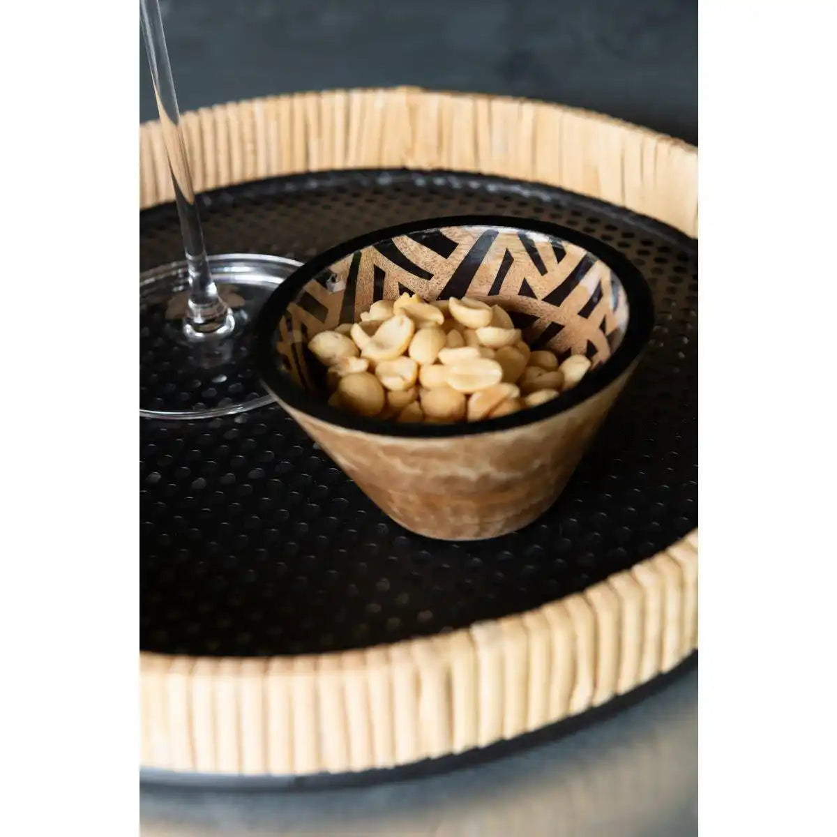 J-Line Ster Mango Schale – Holz – Schwarz/Natur – klein - HomeDesign Knaus