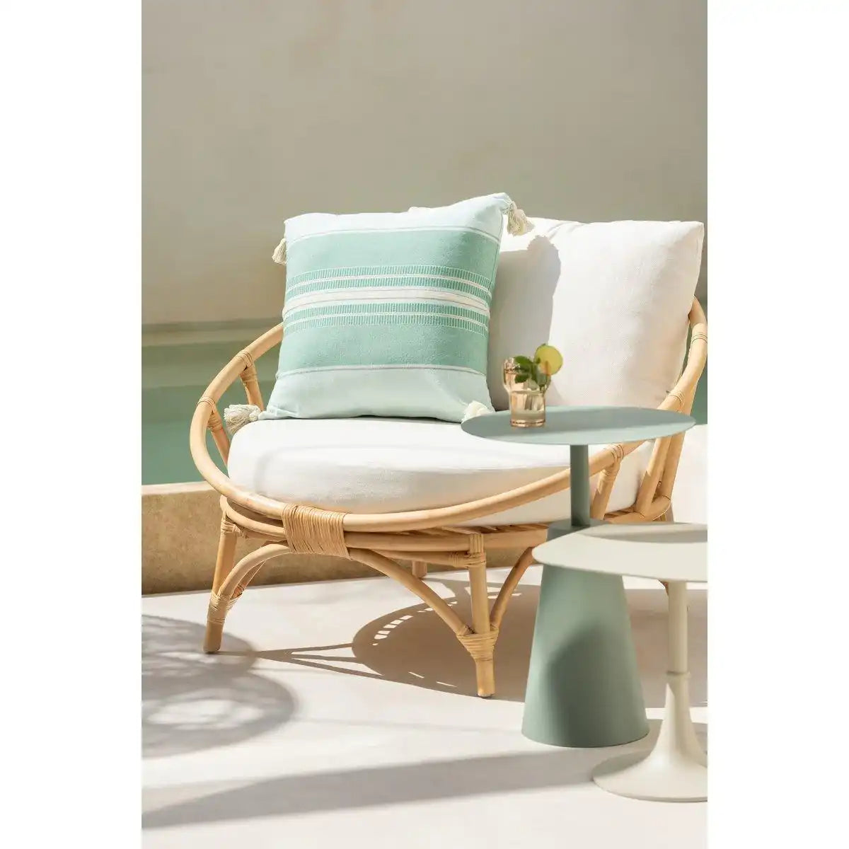J-Line Stuhl + Kissen - Jute/Textil - Natur/Weiß - HomeDesign Knaus