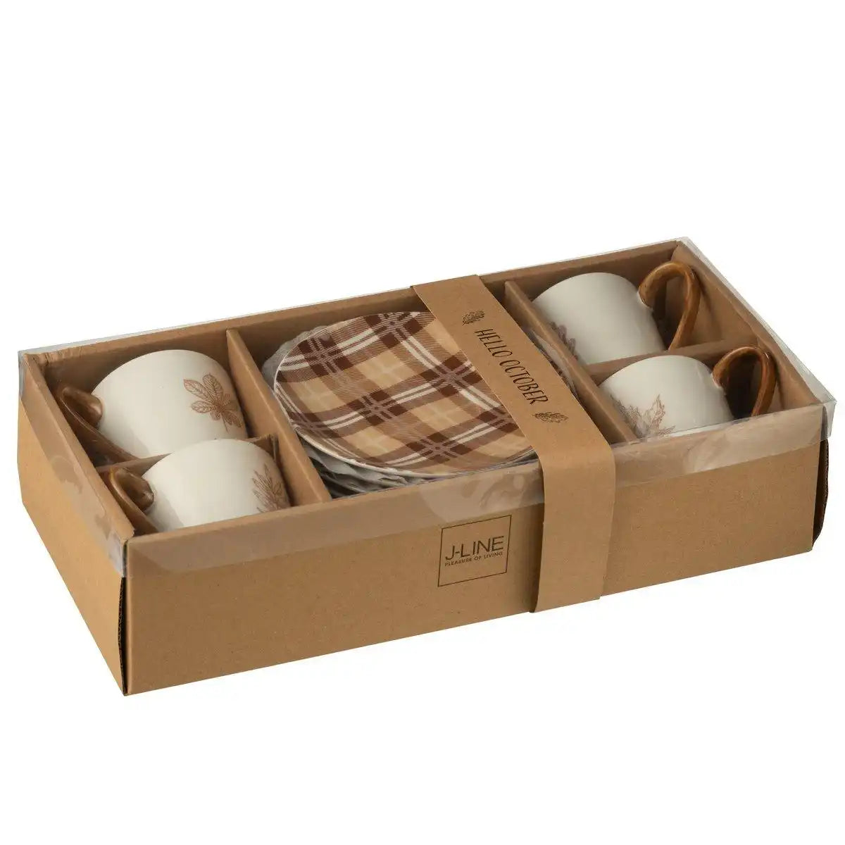 J-Line Tasche + Untertasse Tablett - Geschenkbox - Keramik - Braun - L - - HomeDesign Knaus