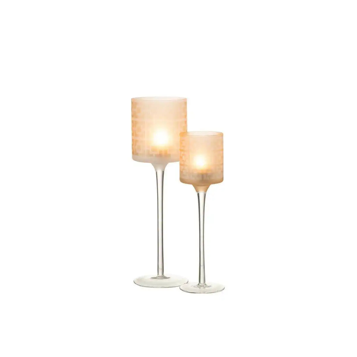 J-Line Teelichthalter auf Fuß – Glas – Beige – groß - HomeDesign Knaus