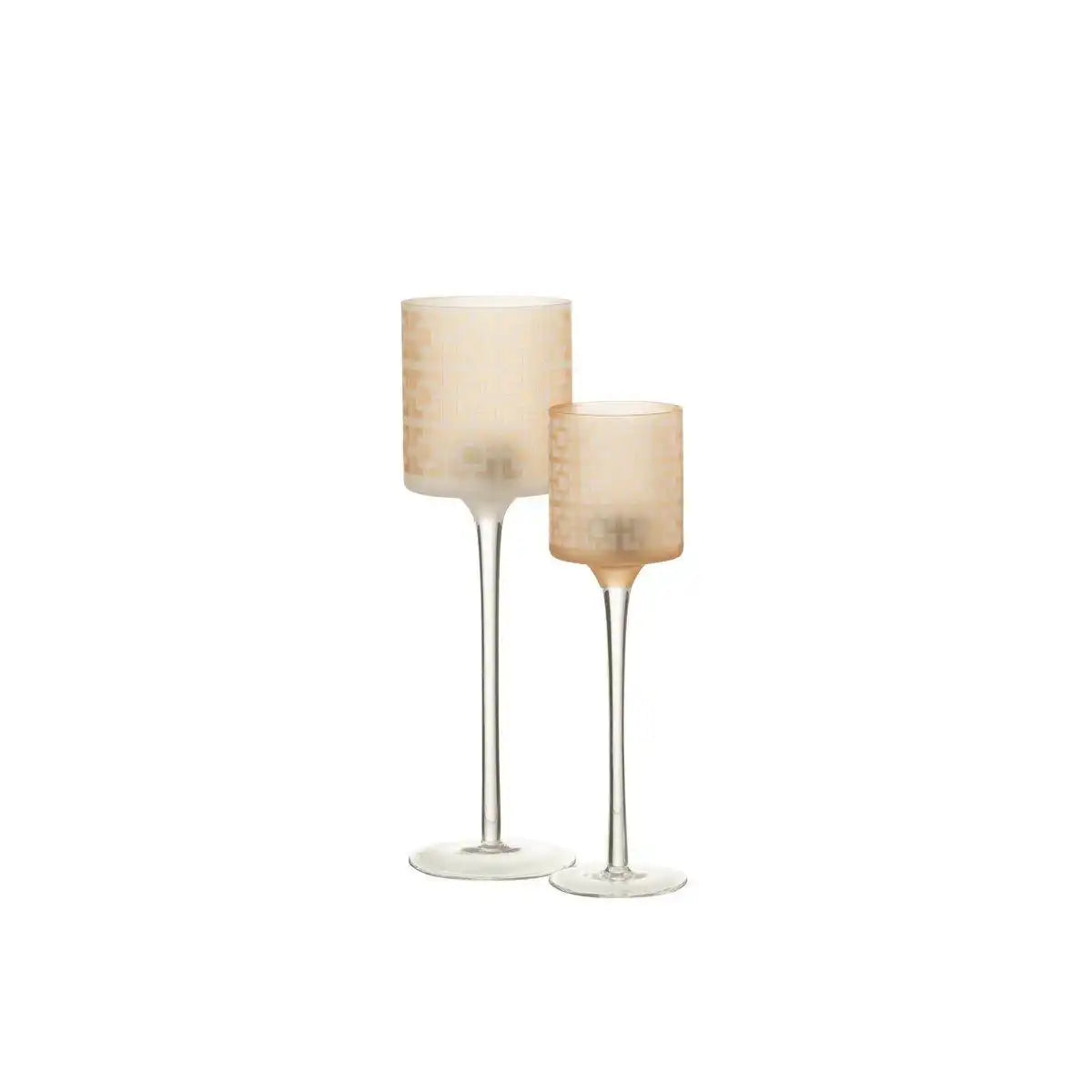 J-Line Teelichthalter auf Fuß – Glas – Beige – groß - HomeDesign Knaus